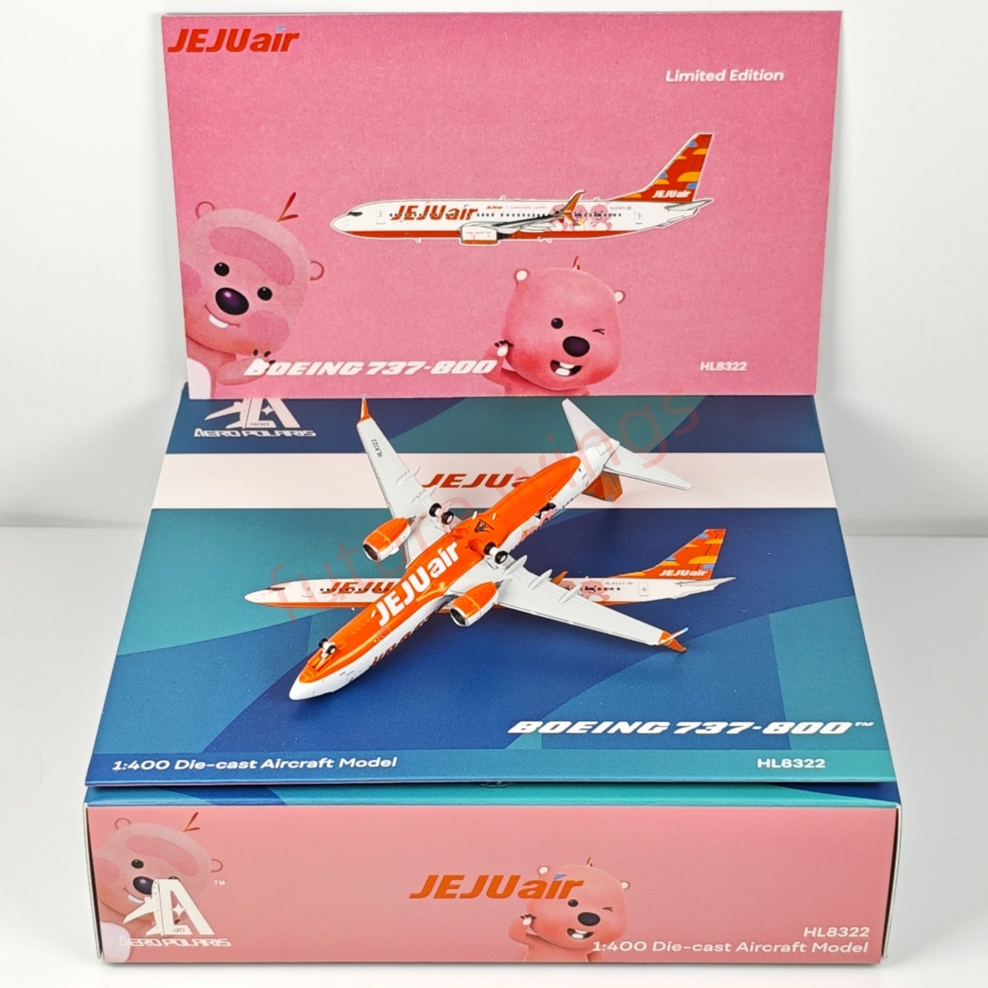 1:400 AeroPolaris JEJU Air B737-800 HL8322 Aircraft Model+Free Tractor