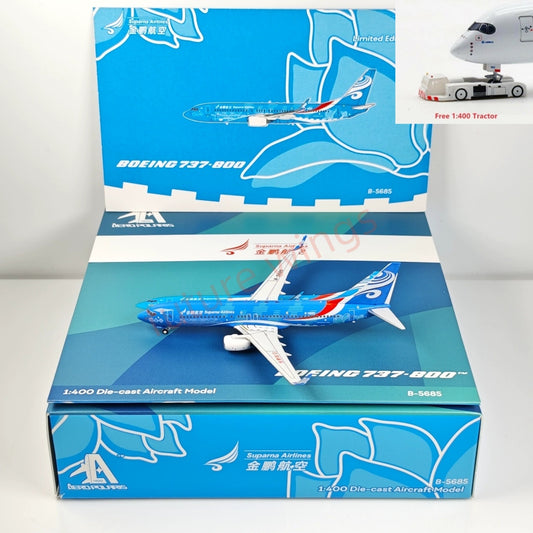 1:400 AeroPolaris Suparna Airlines B737-800 B-5685 Aircraft Model+Free Tractor