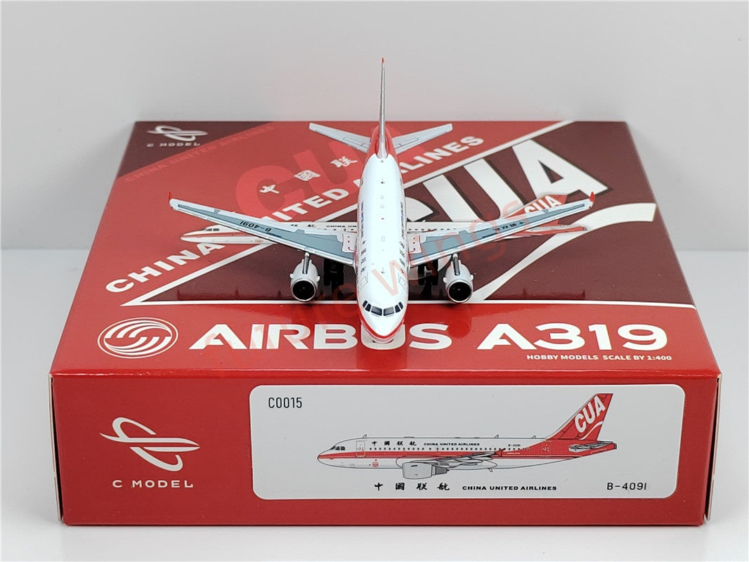 1:400 C model China United Airlines A319 B-4090 B-4091 B-4092 Aircraft Model+Free Tractor