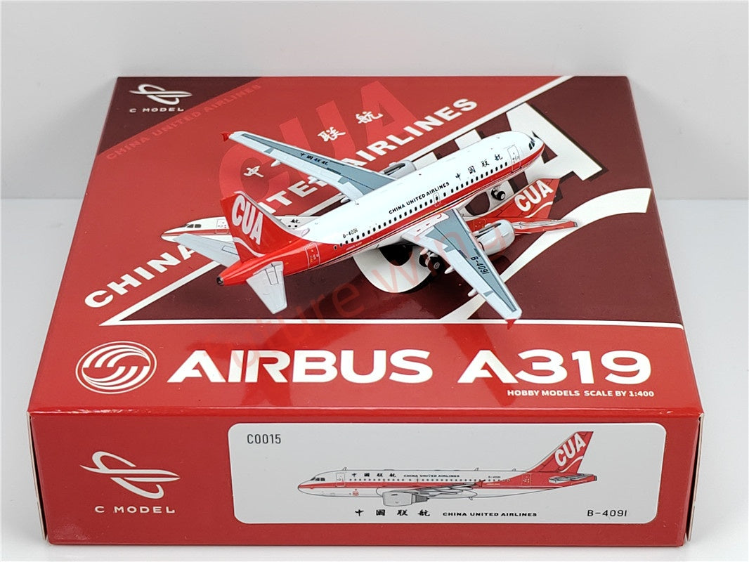 1:400 C model China United Airlines A319 B-4090 B-4091 B-4092 Aircraft Model+Free Tractor