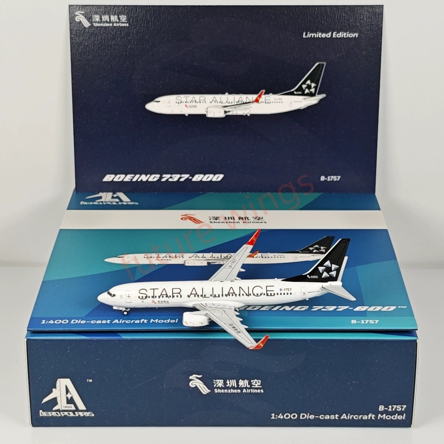 1:400 AeroPolaris ShenZhen Airlines B737-800 B-1757 B-1758  “STAR ALLIANCE”Aircraft Model+Free Tracto