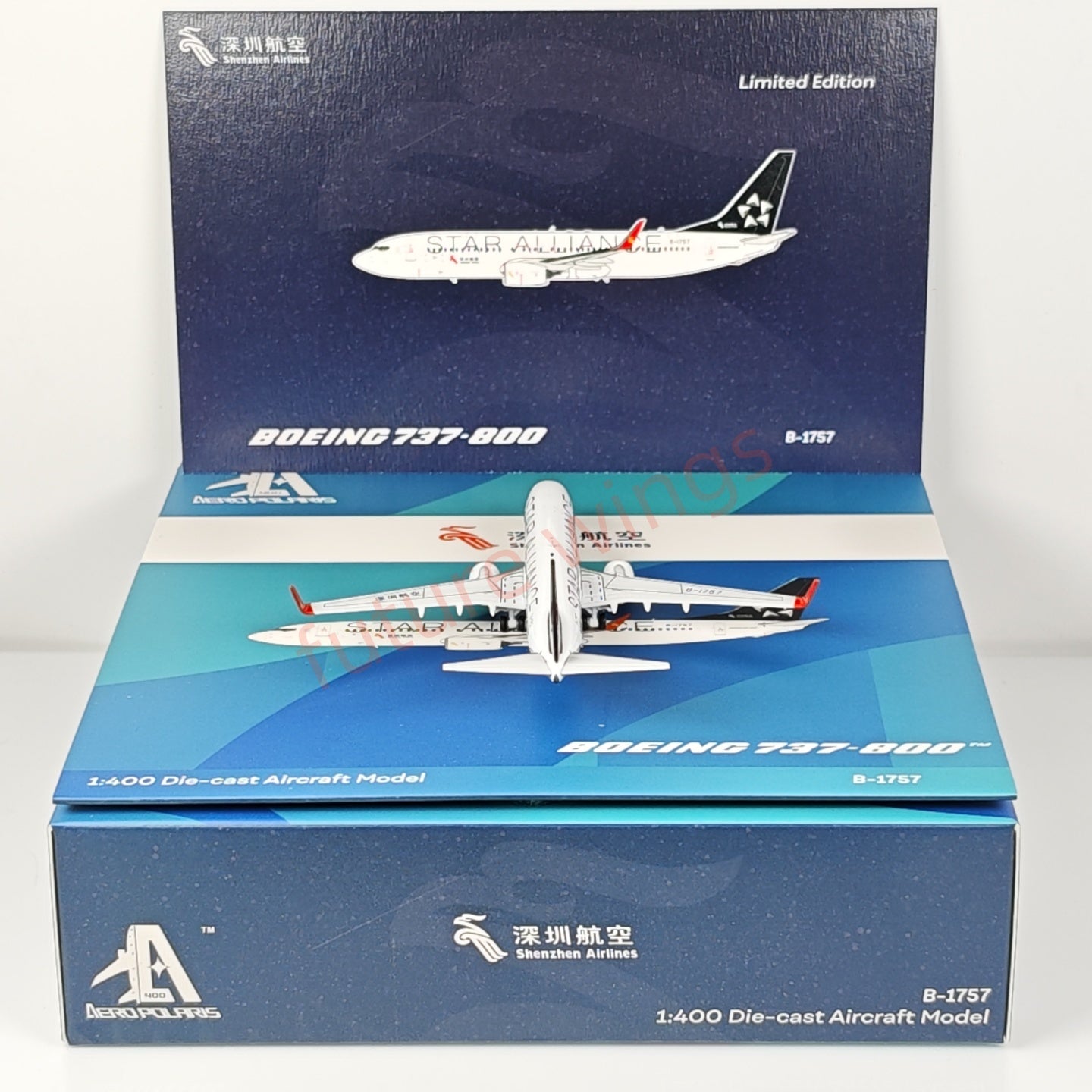 1:400 AeroPolaris ShenZhen Airlines B737-800 B-1757 B-1758  “STAR ALLIANCE”Aircraft Model+Free Tracto