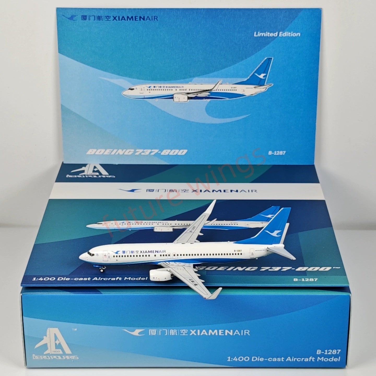 1:400 AeroPolaris Xiamen Airlines B737-800 B-1287 Aircraft Model+Free Tractor