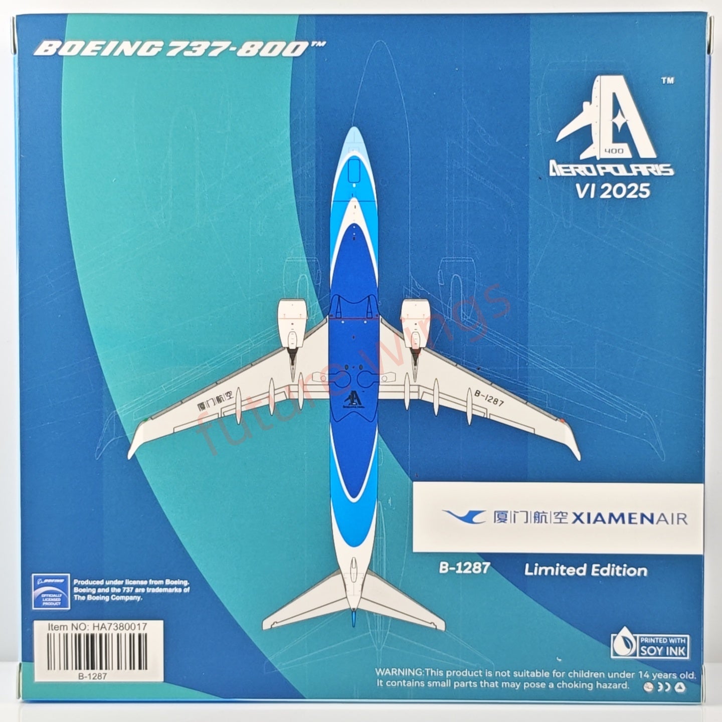 1:400 AeroPolaris Xiamen Airlines B737-800 B-1287 Aircraft Model+Free Tractor