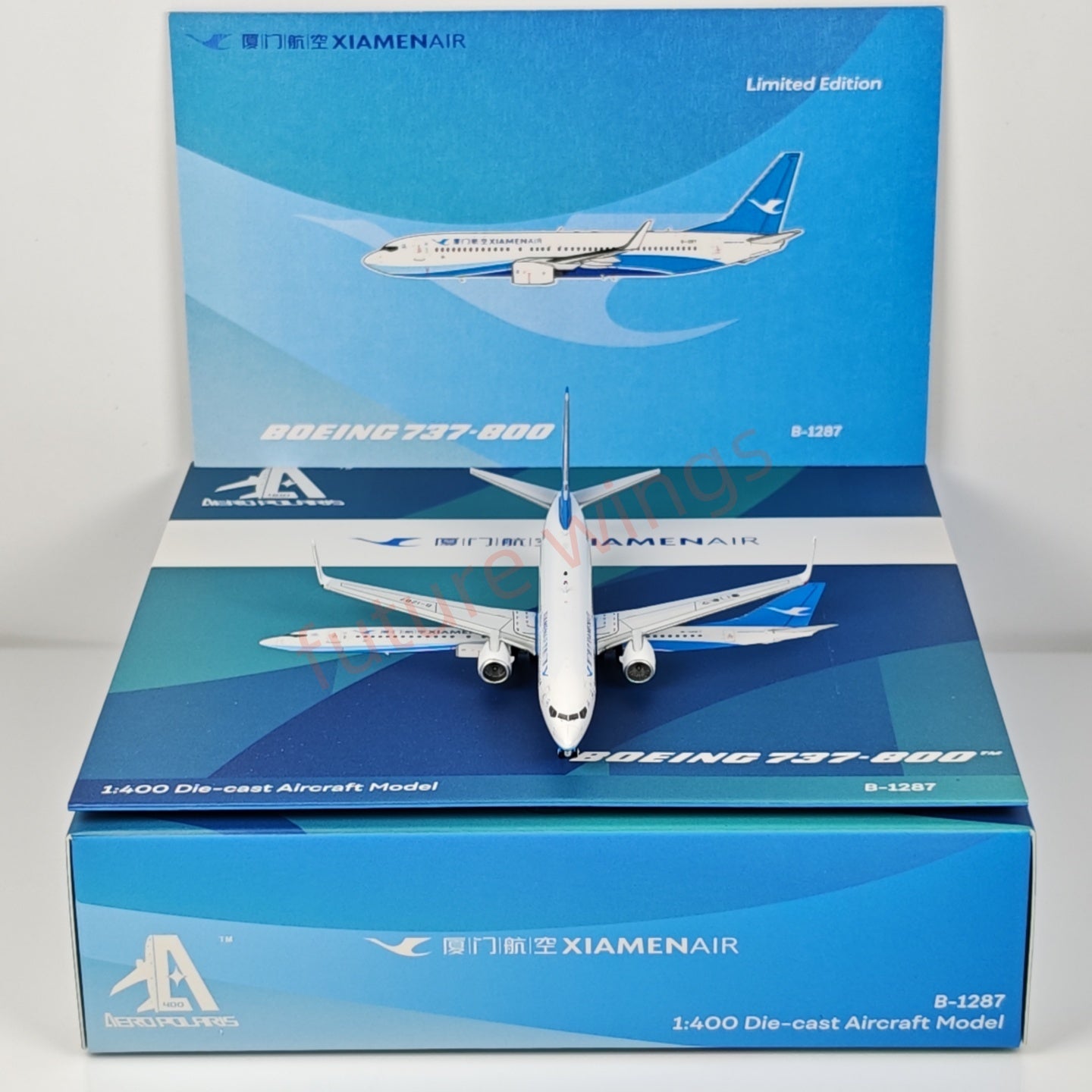 1:400 AeroPolaris Xiamen Airlines B737-800 B-1287 Aircraft Model+Free Tractor