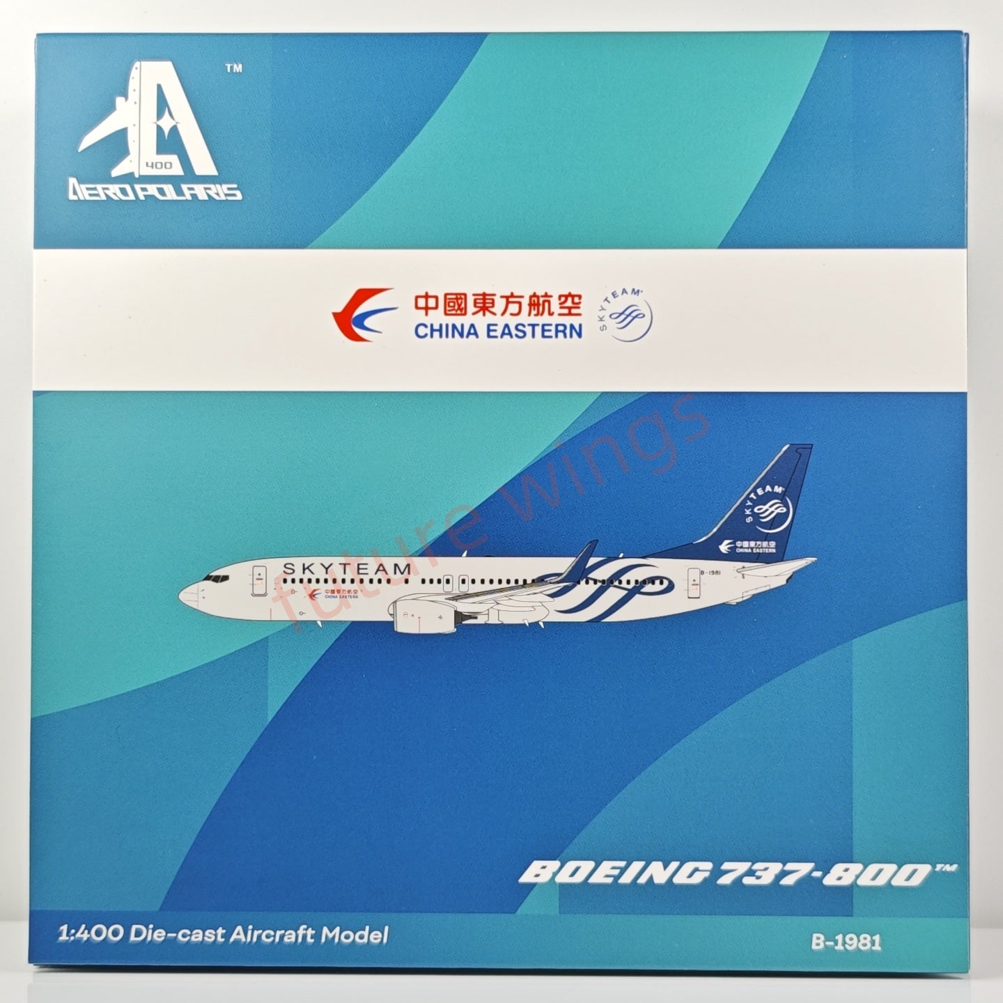 1:400 AeroPolaris China Eastern Airlines B737-800 B-1981 "SKYTEAM"Aircraft Model+Free Tractor