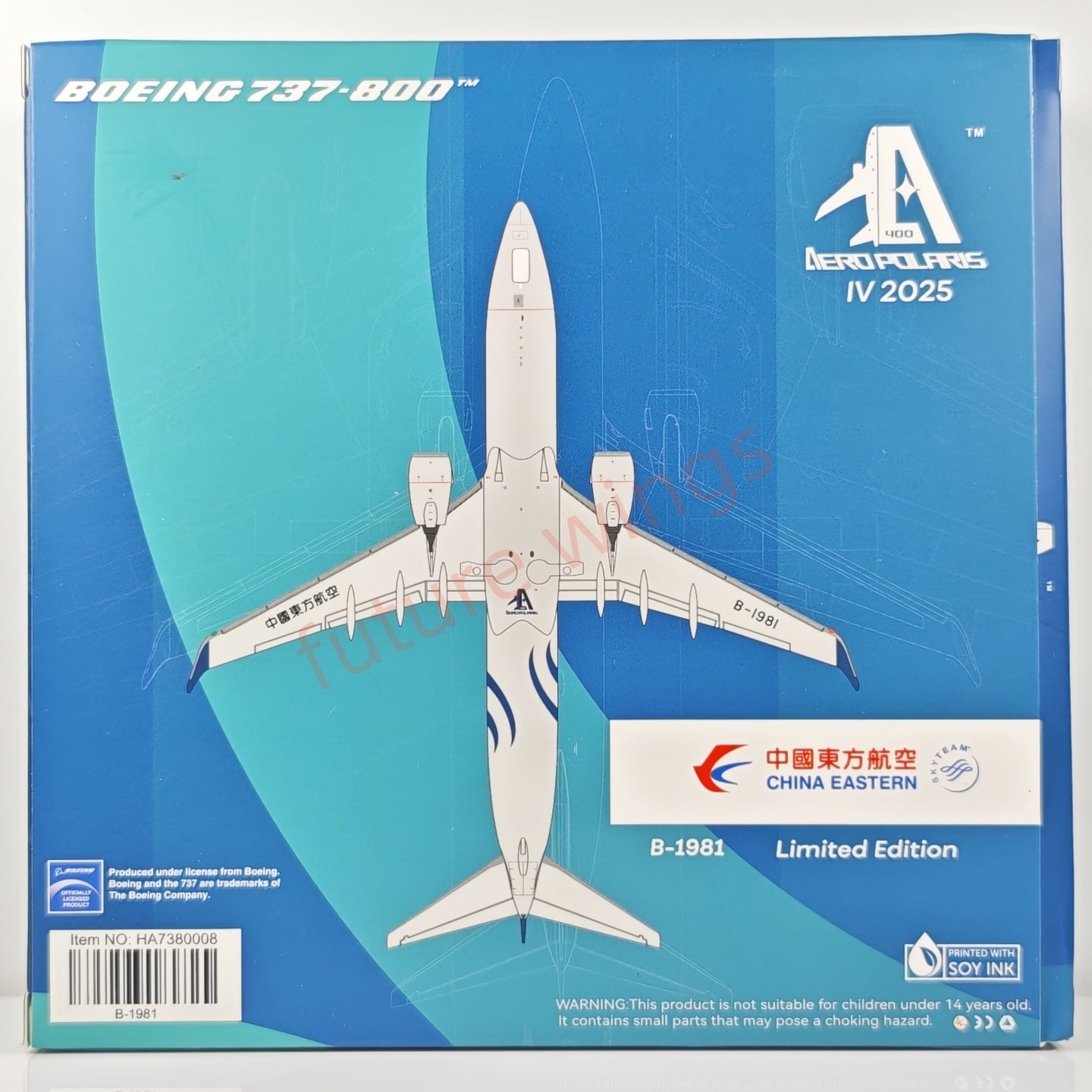 1:400 AeroPolaris China Eastern Airlines B737-800 B-1981 "SKYTEAM"Aircraft Model+Free Tractor