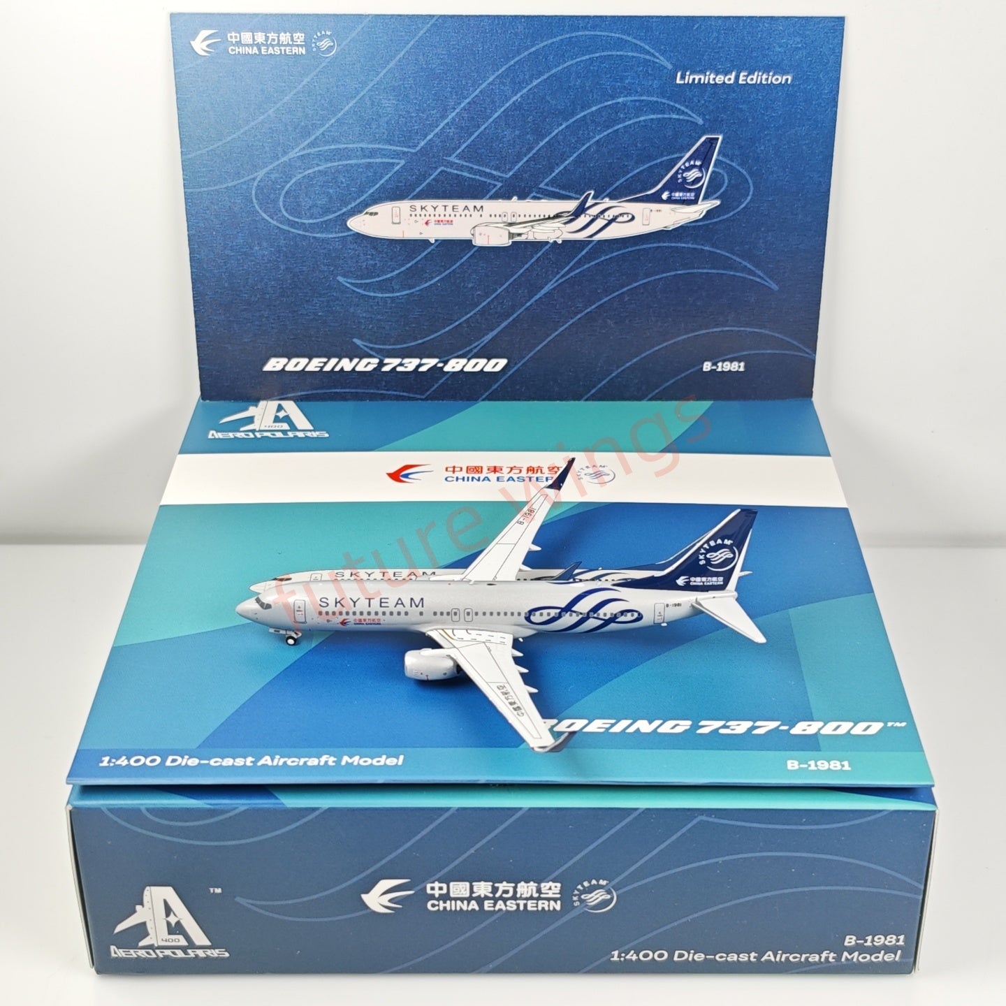1:400 AeroPolaris China Eastern Airlines B737-800 B-1981 "SKYTEAM"Aircraft Model+Free Tractor