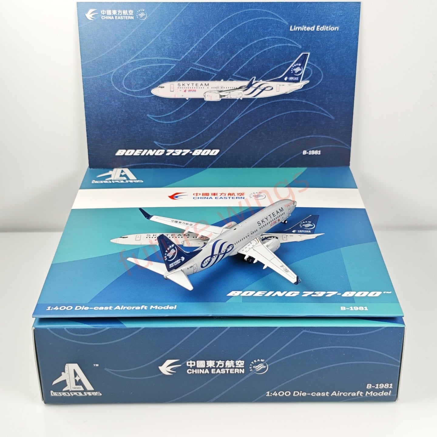 1:400 AeroPolaris China Eastern Airlines B737-800 B-1981 "SKYTEAM"Aircraft Model+Free Tractor