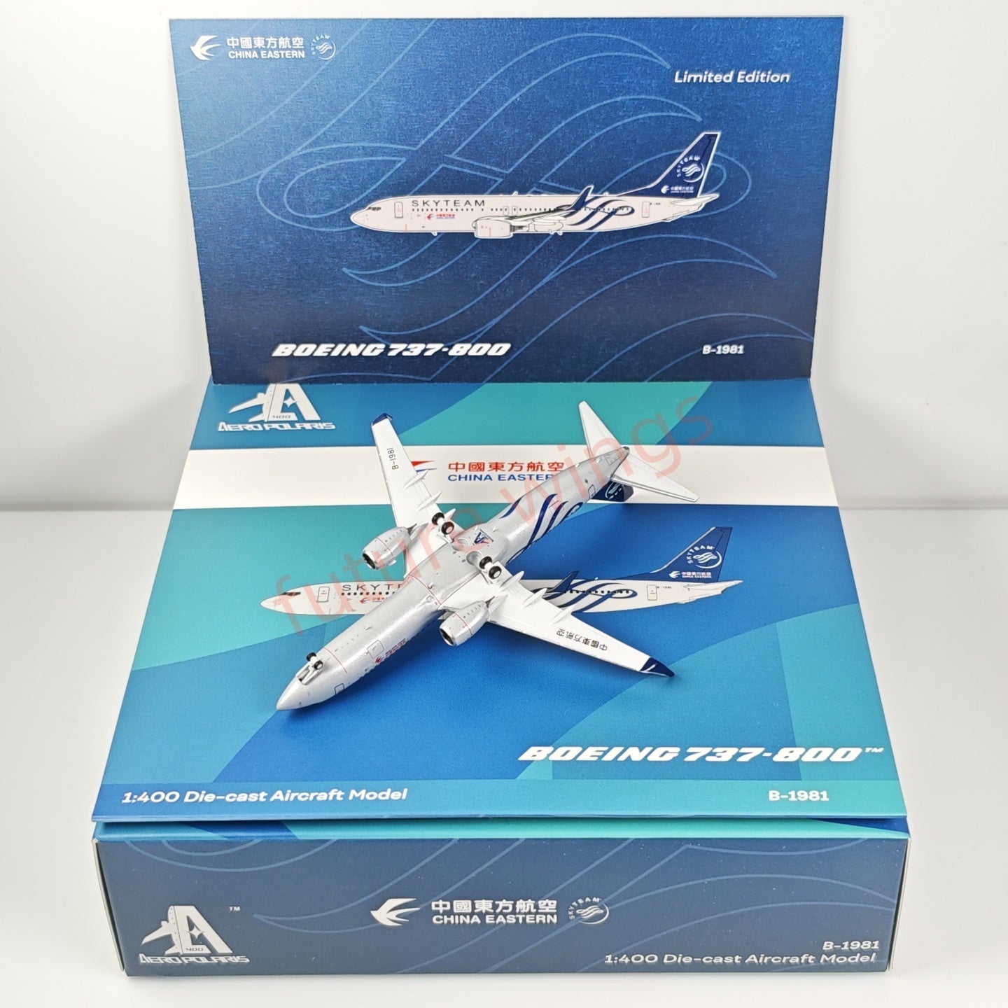 1:400 AeroPolaris China Eastern Airlines B737-800 B-1981 "SKYTEAM"Aircraft Model+Free Tractor