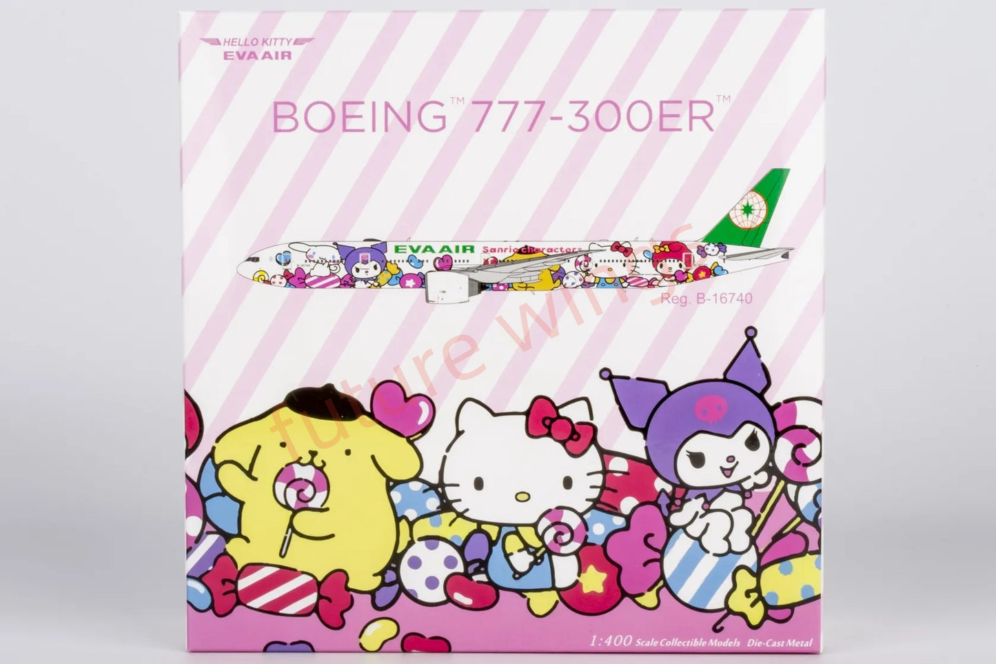 1:400 NG Models NG73074 EVA Air B777-300ER B-16740 "Hello Kitty" Aircraft Model+Free Tractor