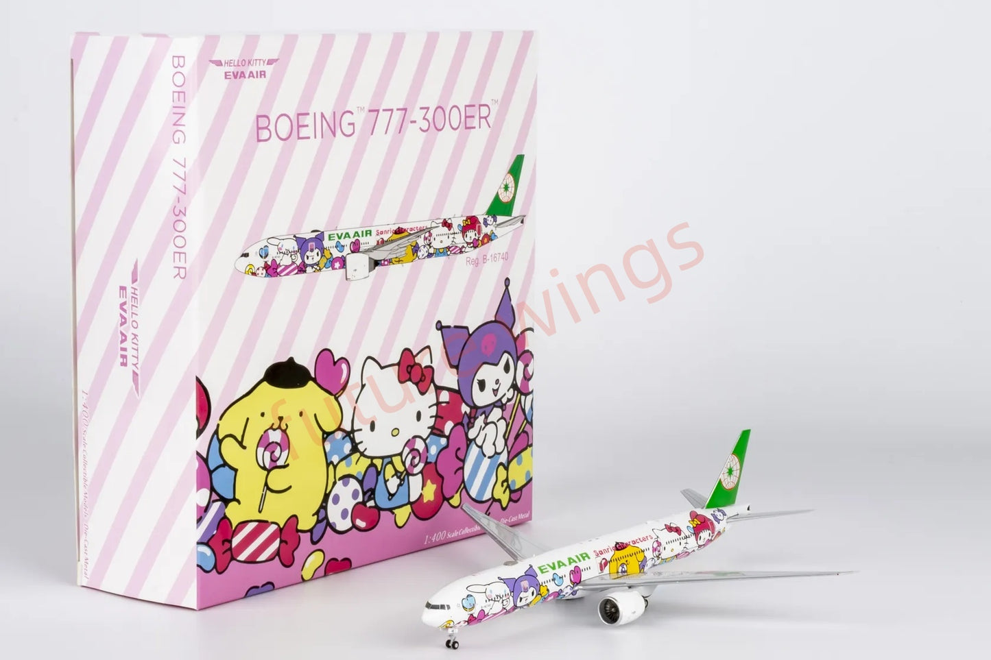 1:400 NG Models NG73074 EVA Air B777-300ER B-16740 "Hello Kitty" Aircraft Model+Free Tractor