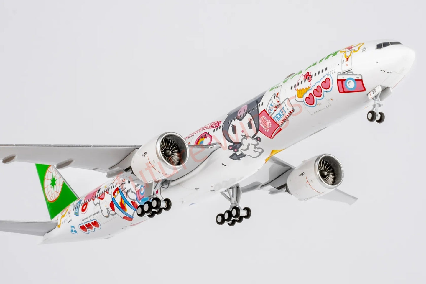 1:400 NG Models NG73076 EVA Air B777-300ER B-16722 "Hello Kitty" Aircraft Model+Free Tractor
