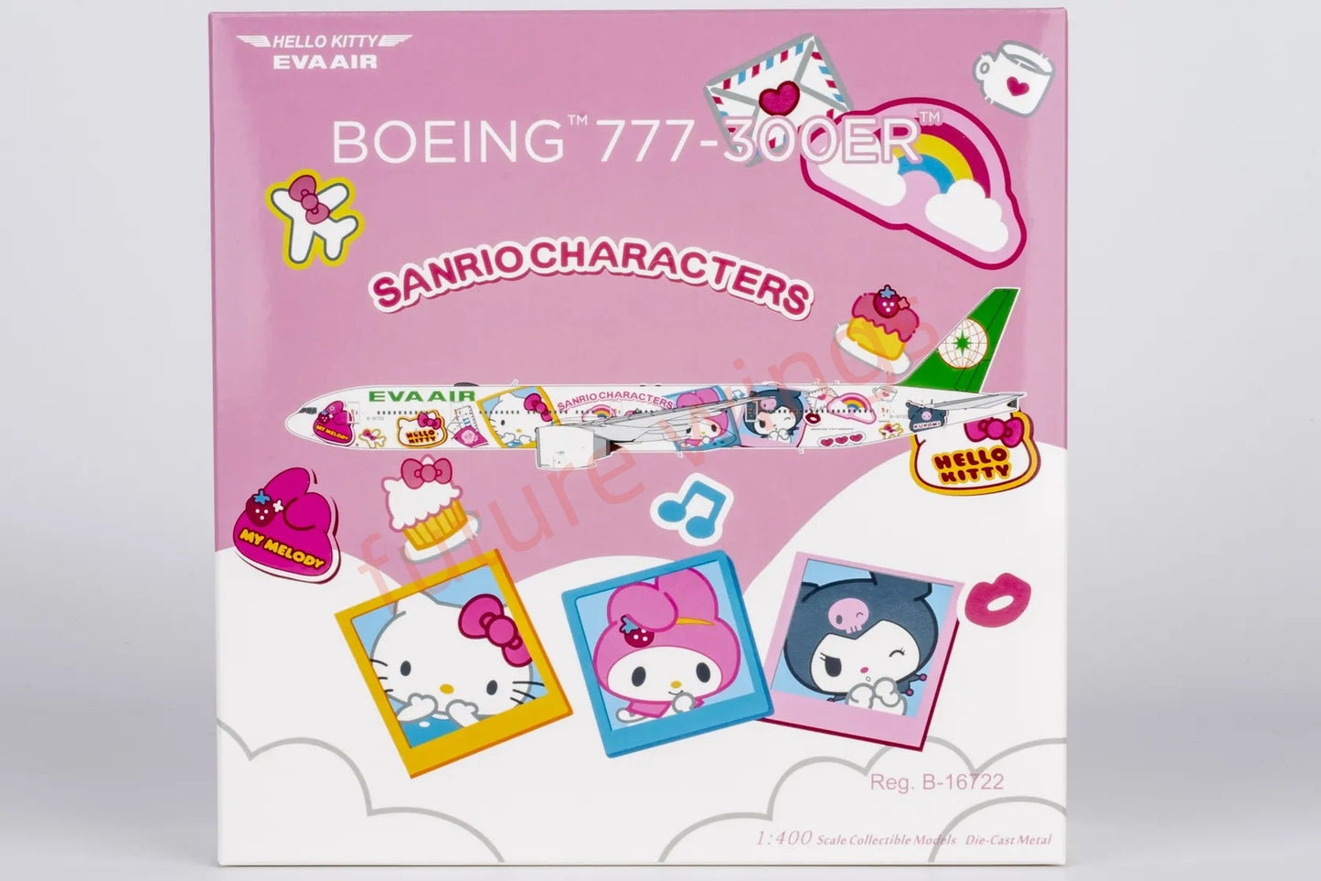 1:400 NG Models NG73076 EVA Air B777-300ER B-16722 "Hello Kitty" Aircraft Model+Free Tractor