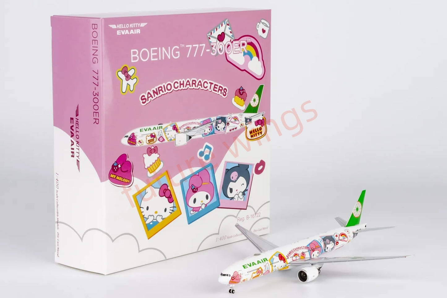 1:400 NG Models NG73076 EVA Air B777-300ER B-16722 "Hello Kitty" Aircraft Model+Free Tractor