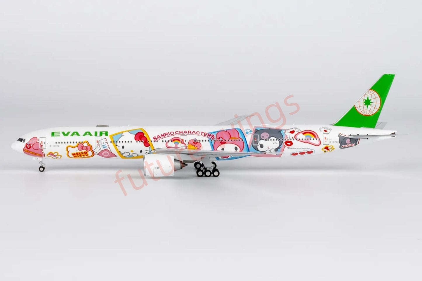 1:400 NG Models NG73076 EVA Air B777-300ER B-16722 "Hello Kitty" Aircraft Model+Free Tractor