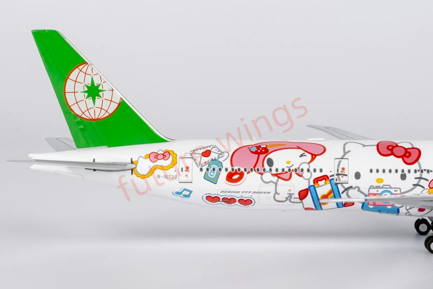1:400 NG Models NG73076 EVA Air B777-300ER B-16722 "Hello Kitty" Aircraft Model+Free Tractor