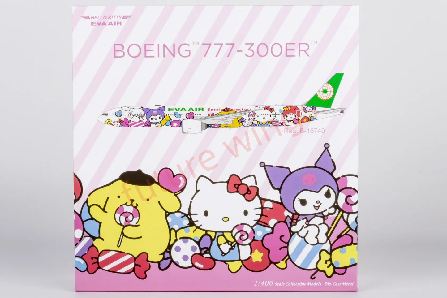 1:400 NG Models NG73073 EVA Air B777-300ER B-16740 "Hello Kitty""Luxury Package" Aircraft Model+Free Tractor