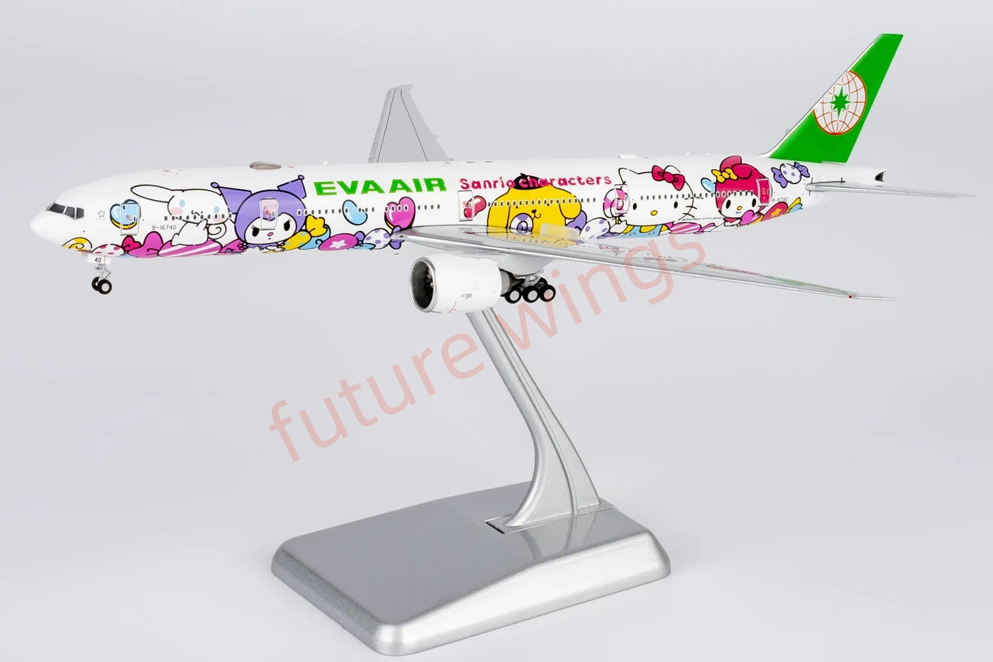 1:400 NG Models NG73073 EVA Air B777-300ER B-16740 "Hello Kitty""Luxury Package" Aircraft Model+Free Tractor