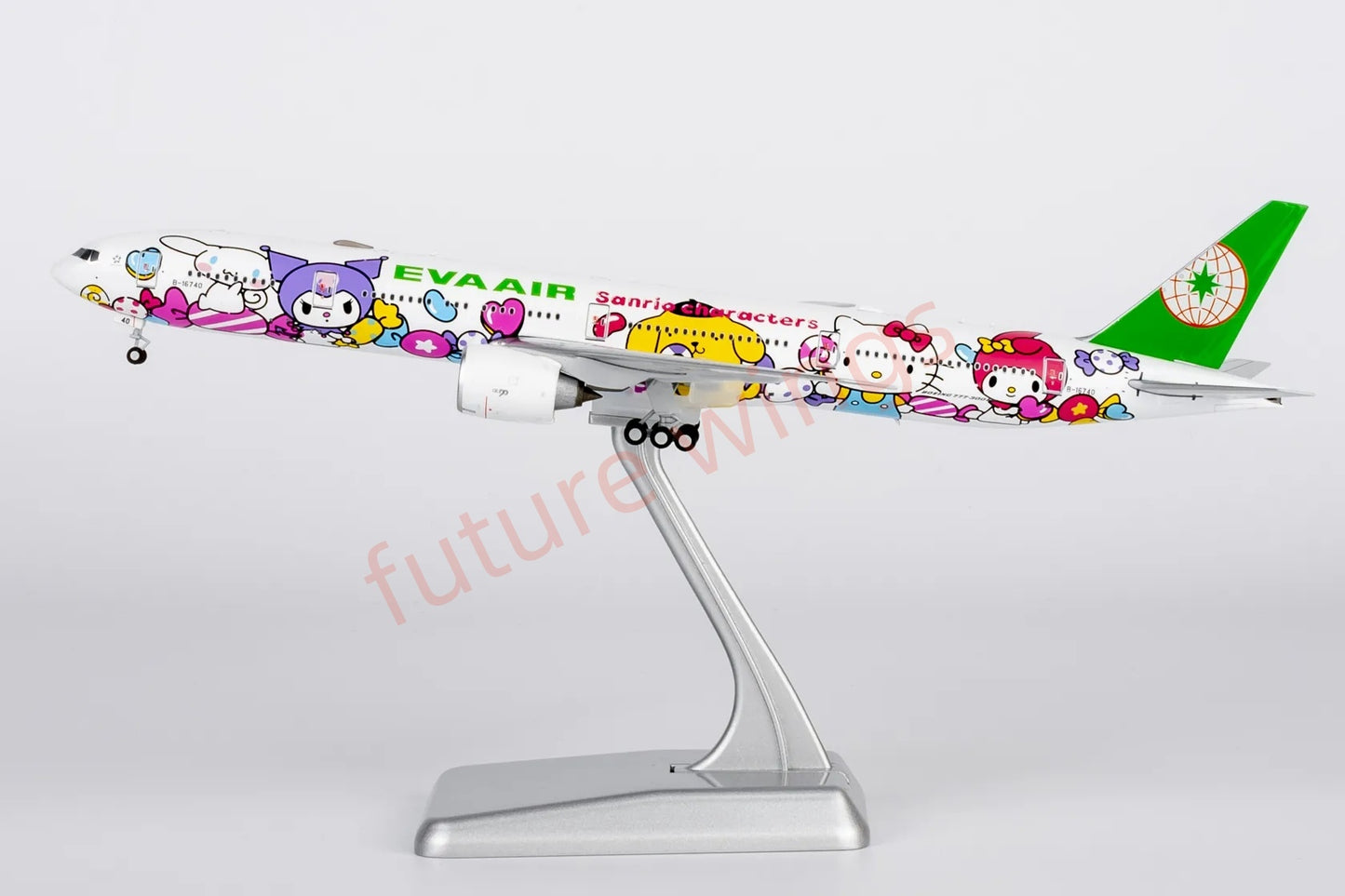 1:400 NG Models NG73073 EVA Air B777-300ER B-16740 "Hello Kitty""Luxury Package" Aircraft Model+Free Tractor