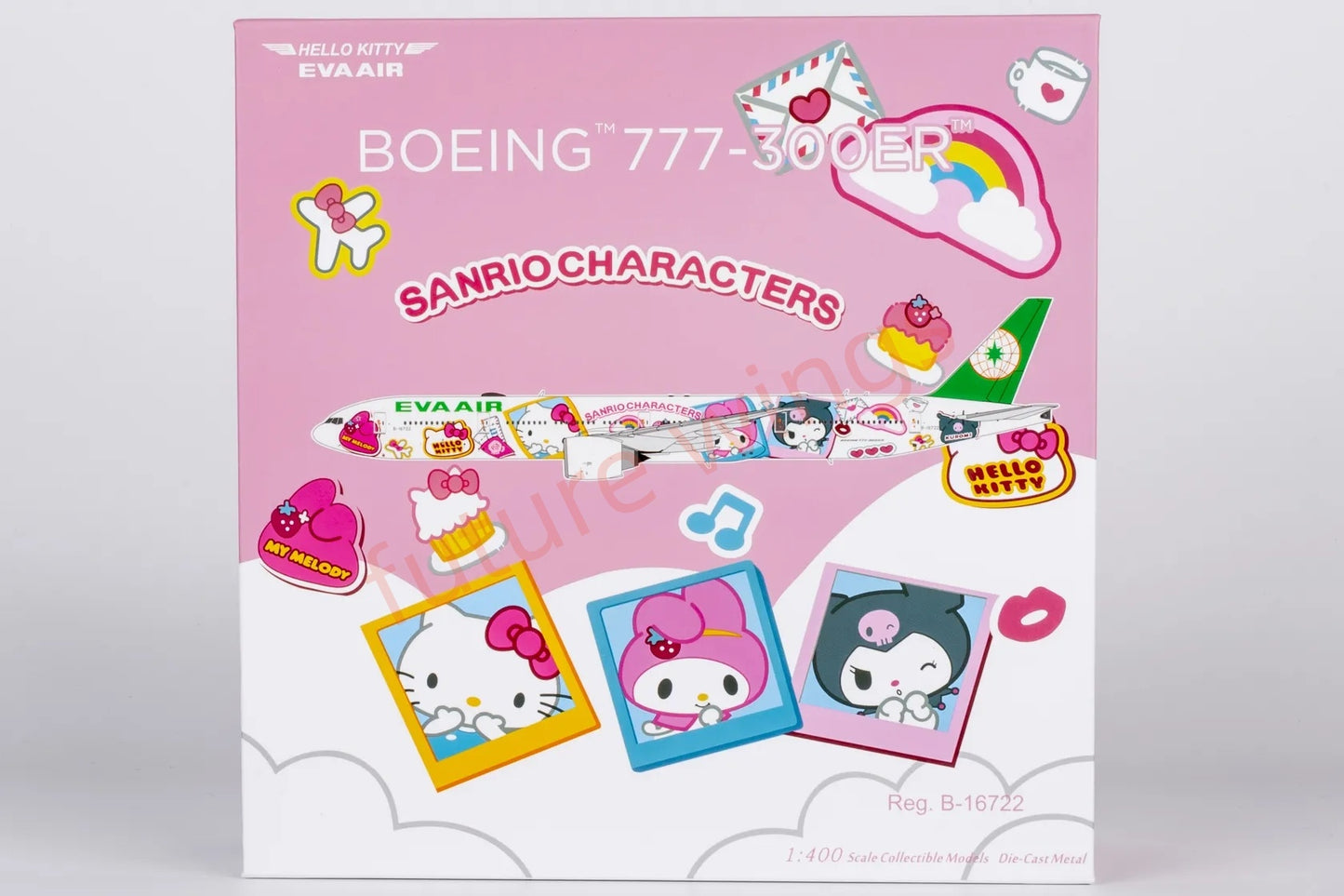 1:400 NG Models NG73075 EVA Air B777-300ER B-16722 "Hello Kitty""Luxury Package" Aircraft Model+Free Tractor
