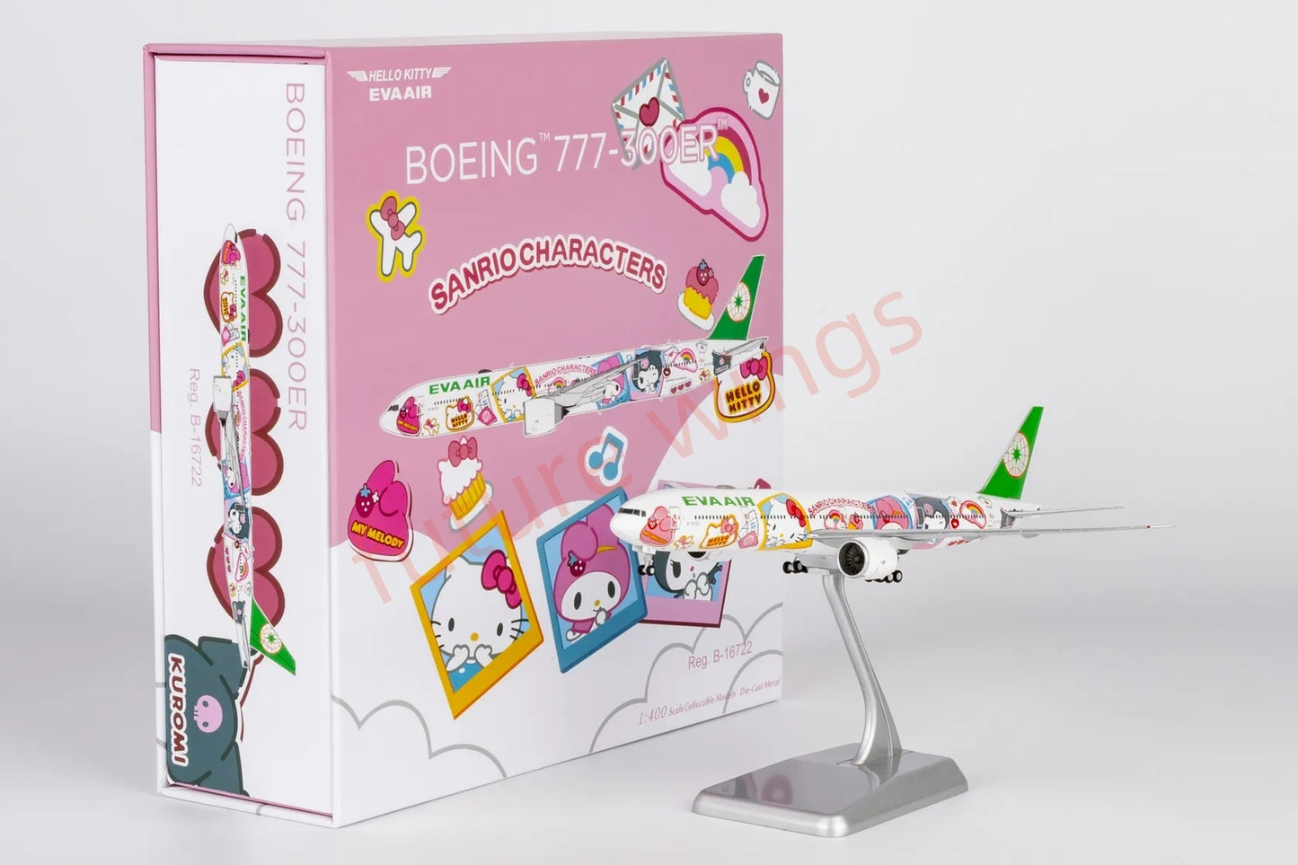 1:400 NG Models NG73075 EVA Air B777-300ER B-16722 "Hello Kitty""Luxury Package" Aircraft Model+Free Tractor