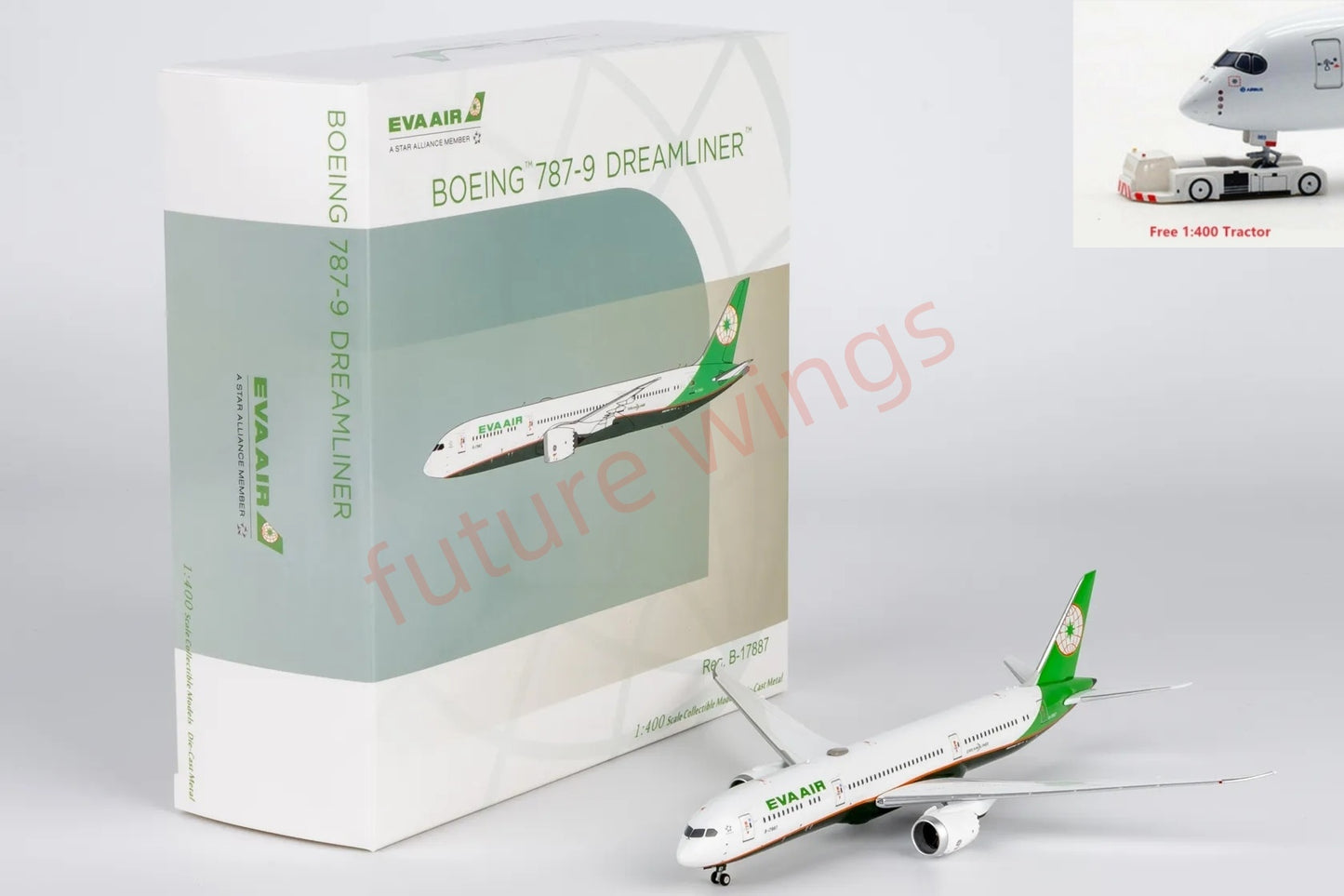 1:400 NG Models NG55141 EVA Air B787-9 B-17887 Aircraft Model+Free Tractor