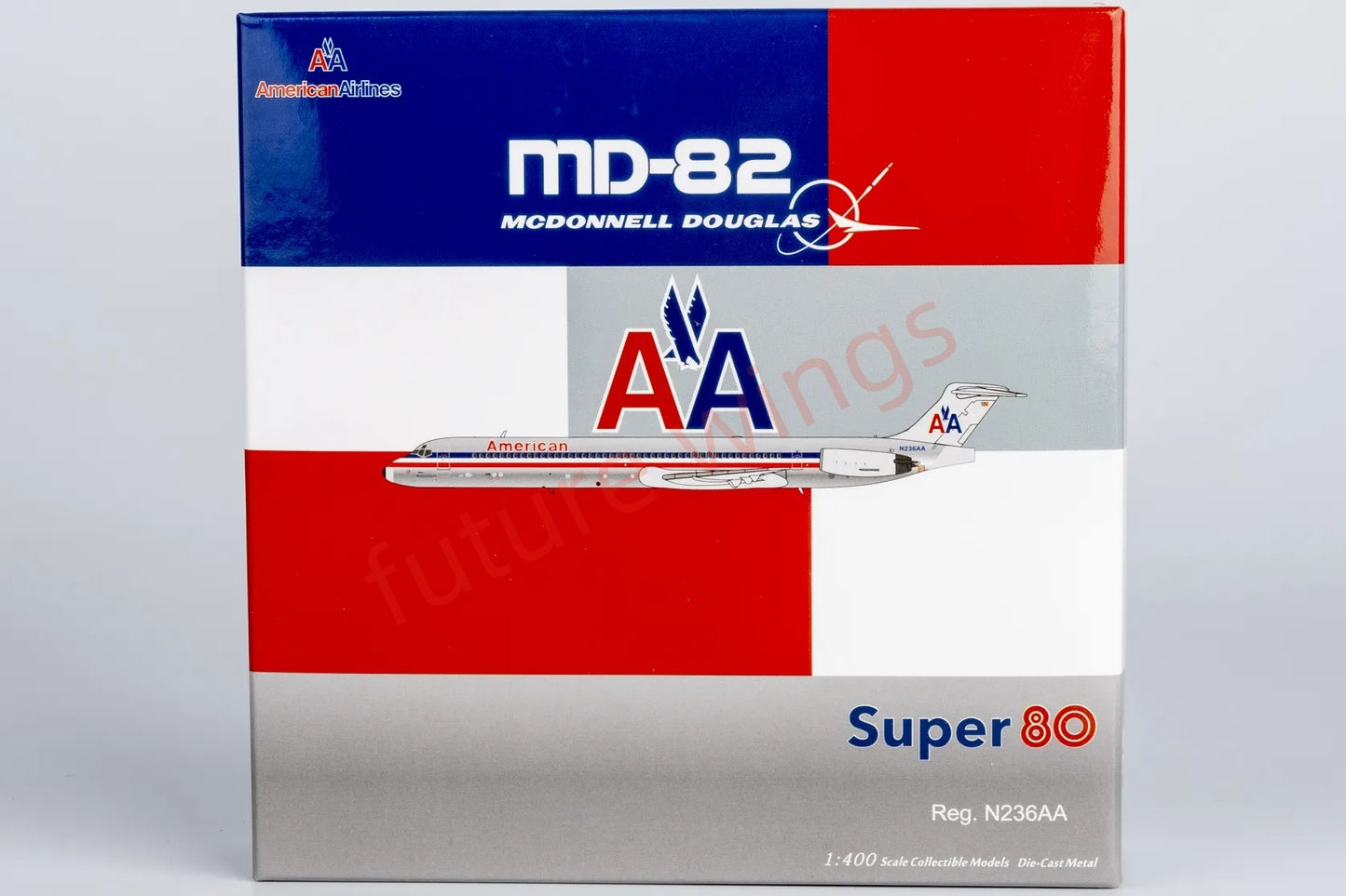 1:400 NG Models NG83008 American Airlines MD-82 N236AA Aircraft Model+Free Tractor