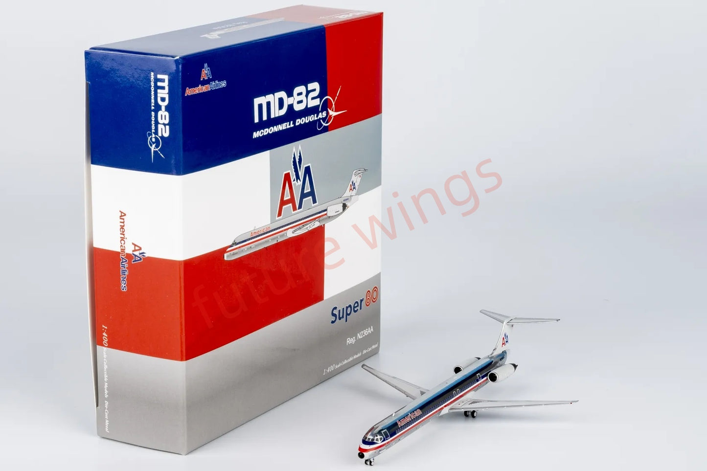 1:400 NG Models NG83008 American Airlines MD-82 N236AA Aircraft Model+Free Tractor