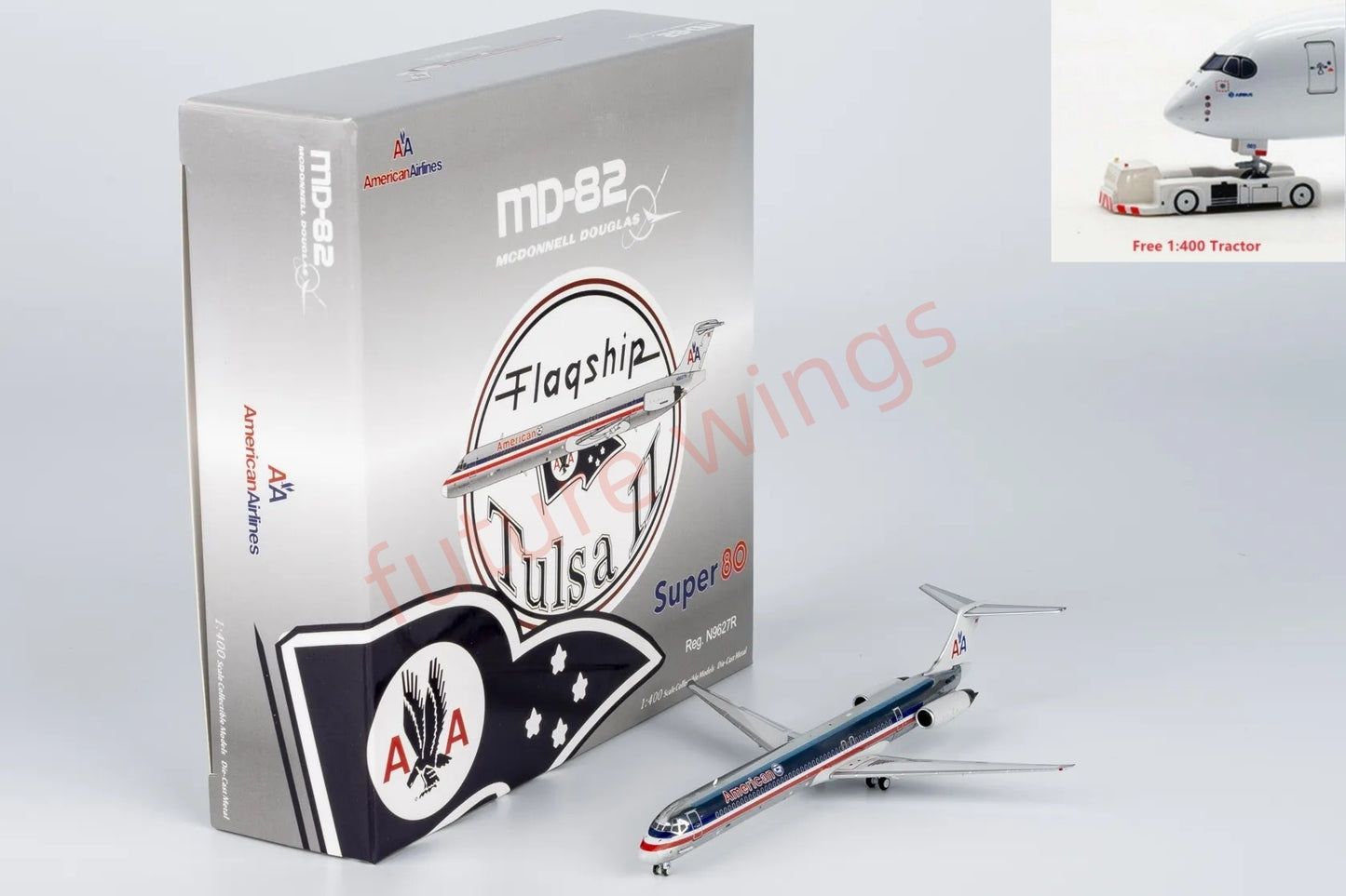 1:400 NG Models NG83009 American Airlines MD-82 N9627 Aircraft Model+Free Tractor