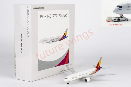 1:400 NG Models NG72066 Asiana Airlines B777-200ER HL7791 Aircraft Model+Free Tractor