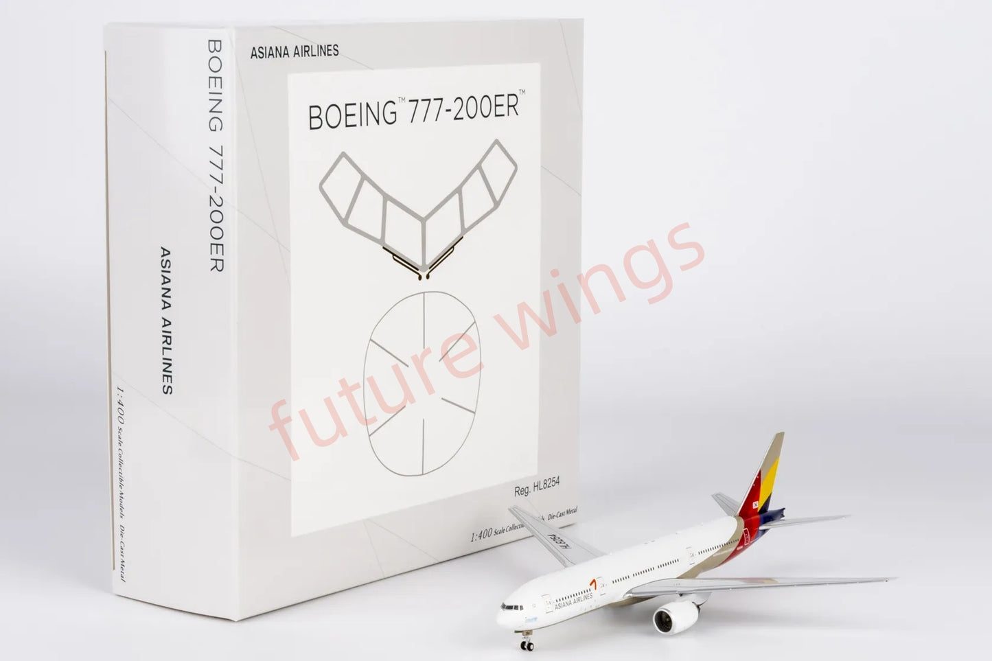 1:400 NG Models NG72065 Asiana Airlines B777-200ER HL8254 Aircraft Model+Free Tractor