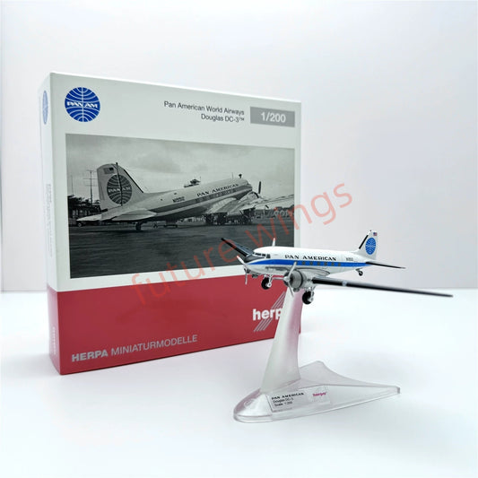 1:200 Herpa Wings PAN AM/Sabena/Swiss/Martin Air Douglas DC-3 Diecast Aircraft Model