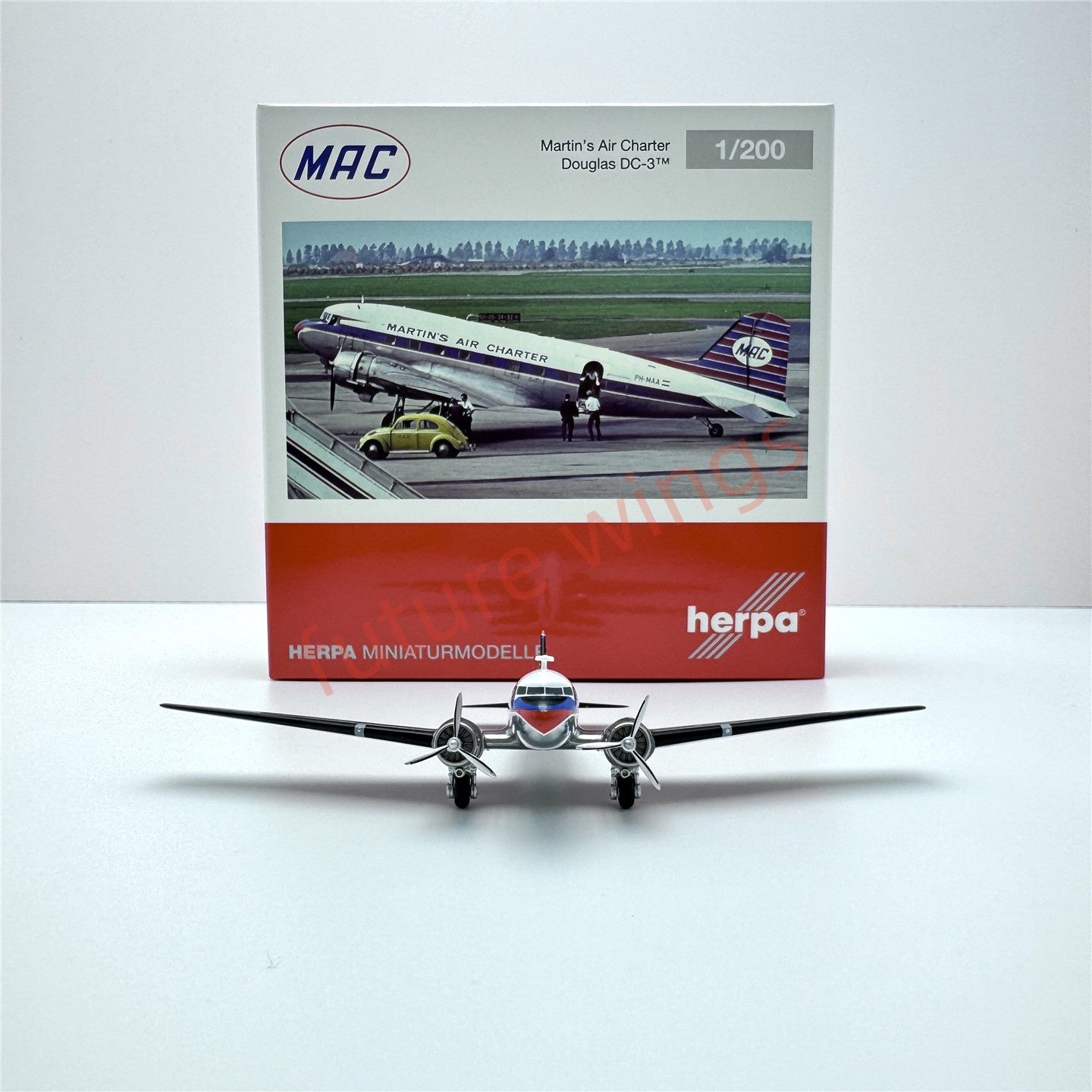 1:200 Herpa Wings PAN AM/Sabena/Swiss/Martin Air Douglas DC-3 Diecast Aircraft Model