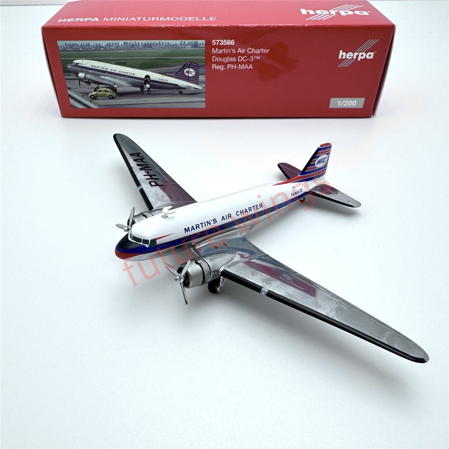 1:200 Herpa Wings PAN AM/Sabena/Swiss/Martin Air Douglas DC-3 Diecast Aircraft Model