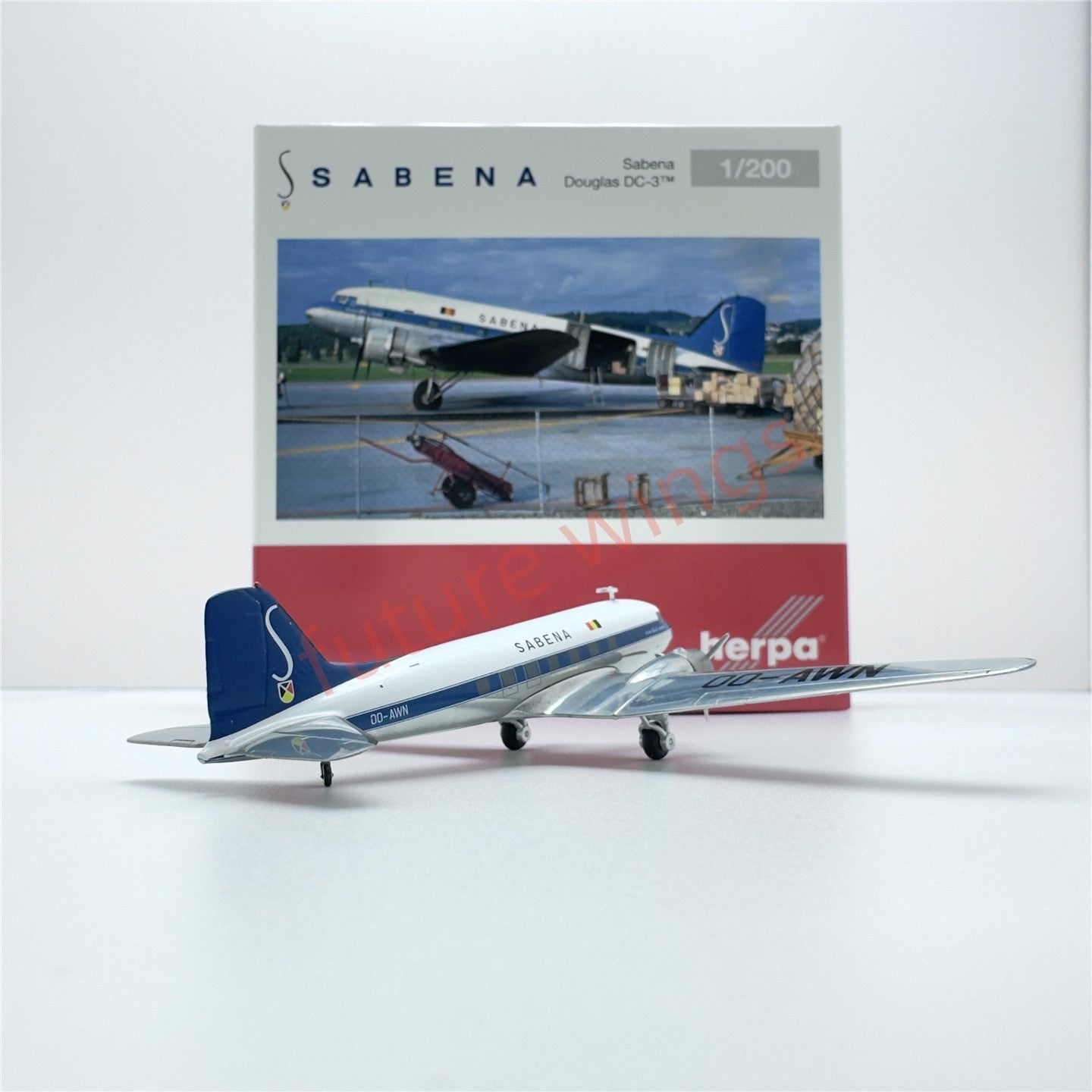 1:200 Herpa Wings PAN AM/Sabena/Swiss/Martin Air Douglas DC-3 Diecast Aircraft Model