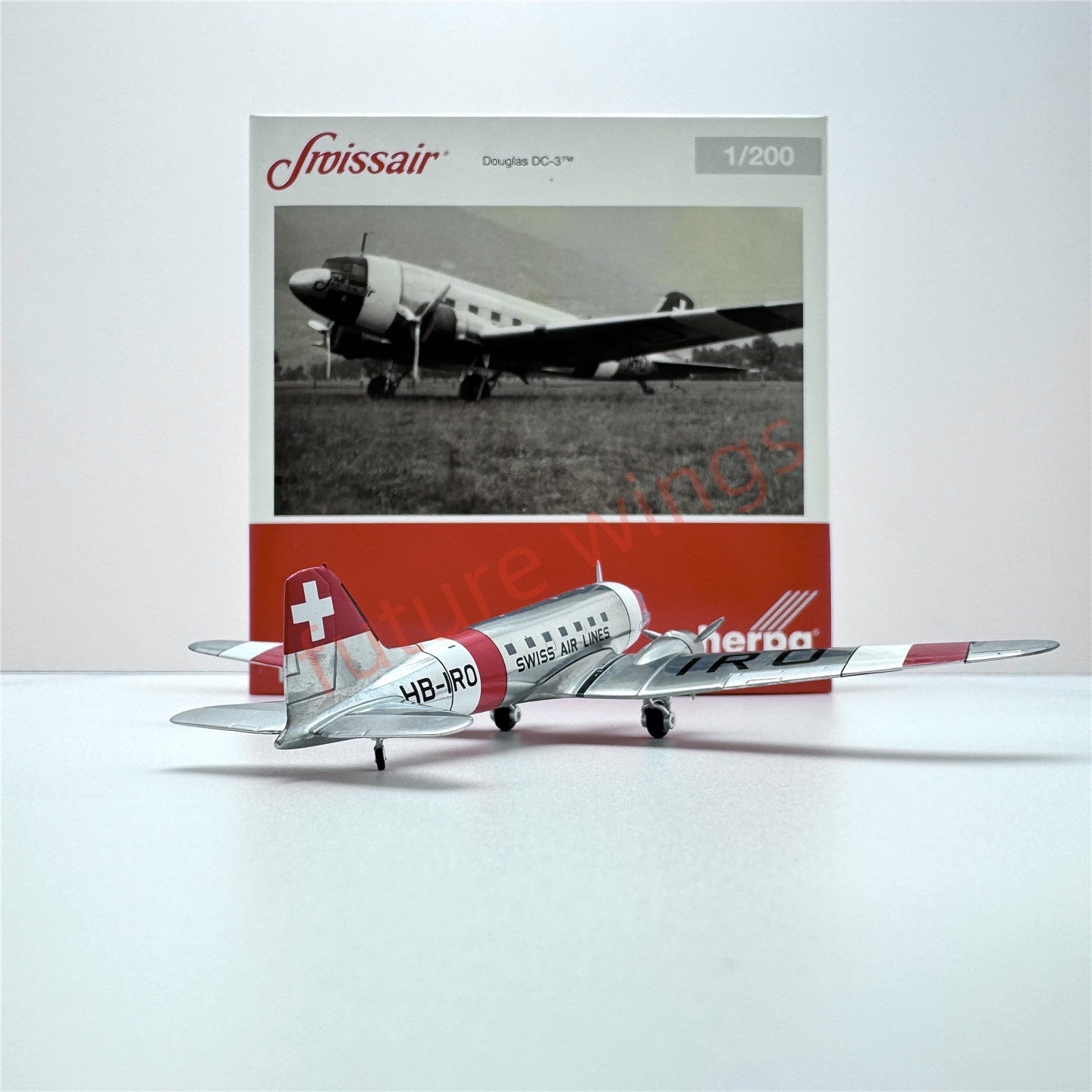 1:200 Herpa Wings PAN AM/Sabena/Swiss/Martin Air Douglas DC-3 Diecast Aircraft Model