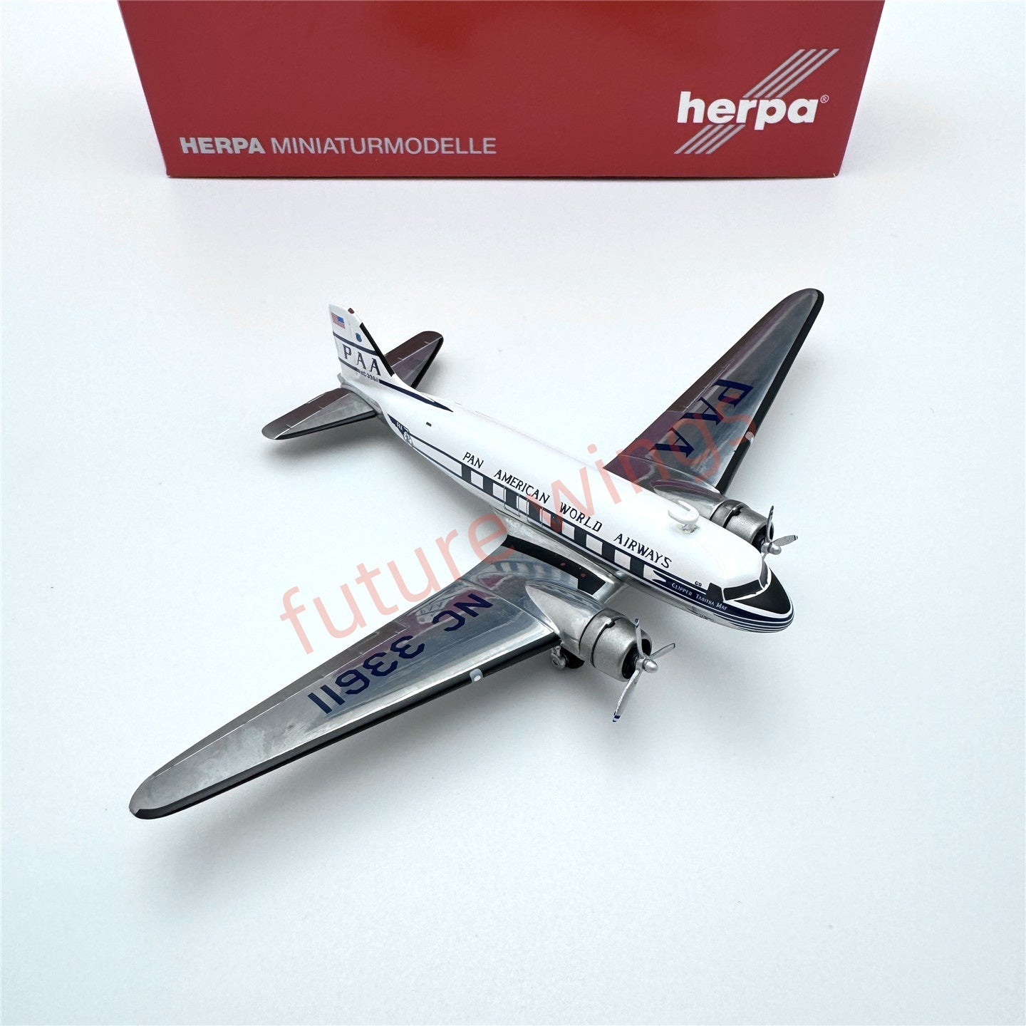 1:200 Herpa Wings PAN AM/Sabena/Swiss/Martin Air Douglas DC-3 Diecast Aircraft Model