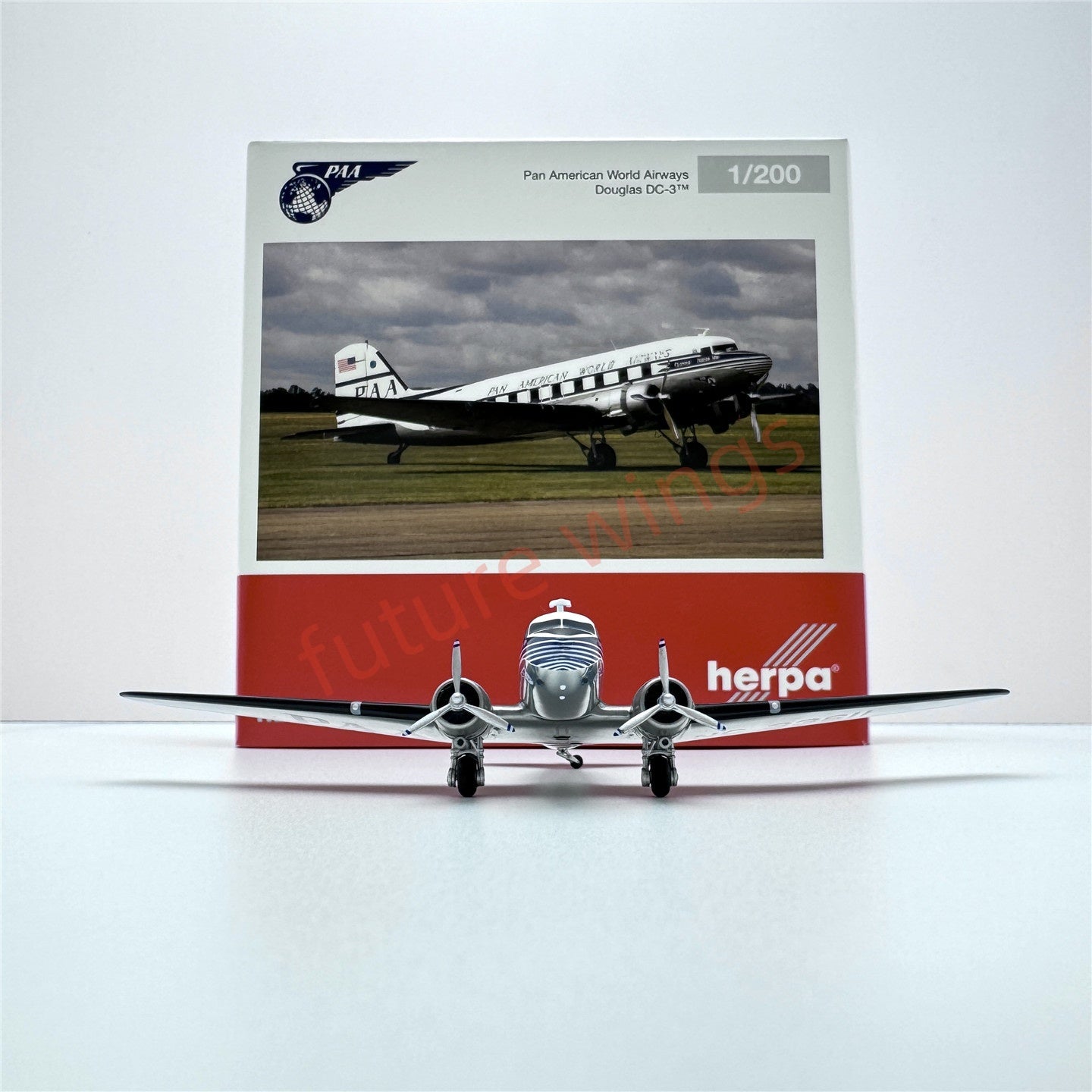 1:200 Herpa Wings PAN AM/Sabena/Swiss/Martin Air Douglas DC-3 Diecast Aircraft Model