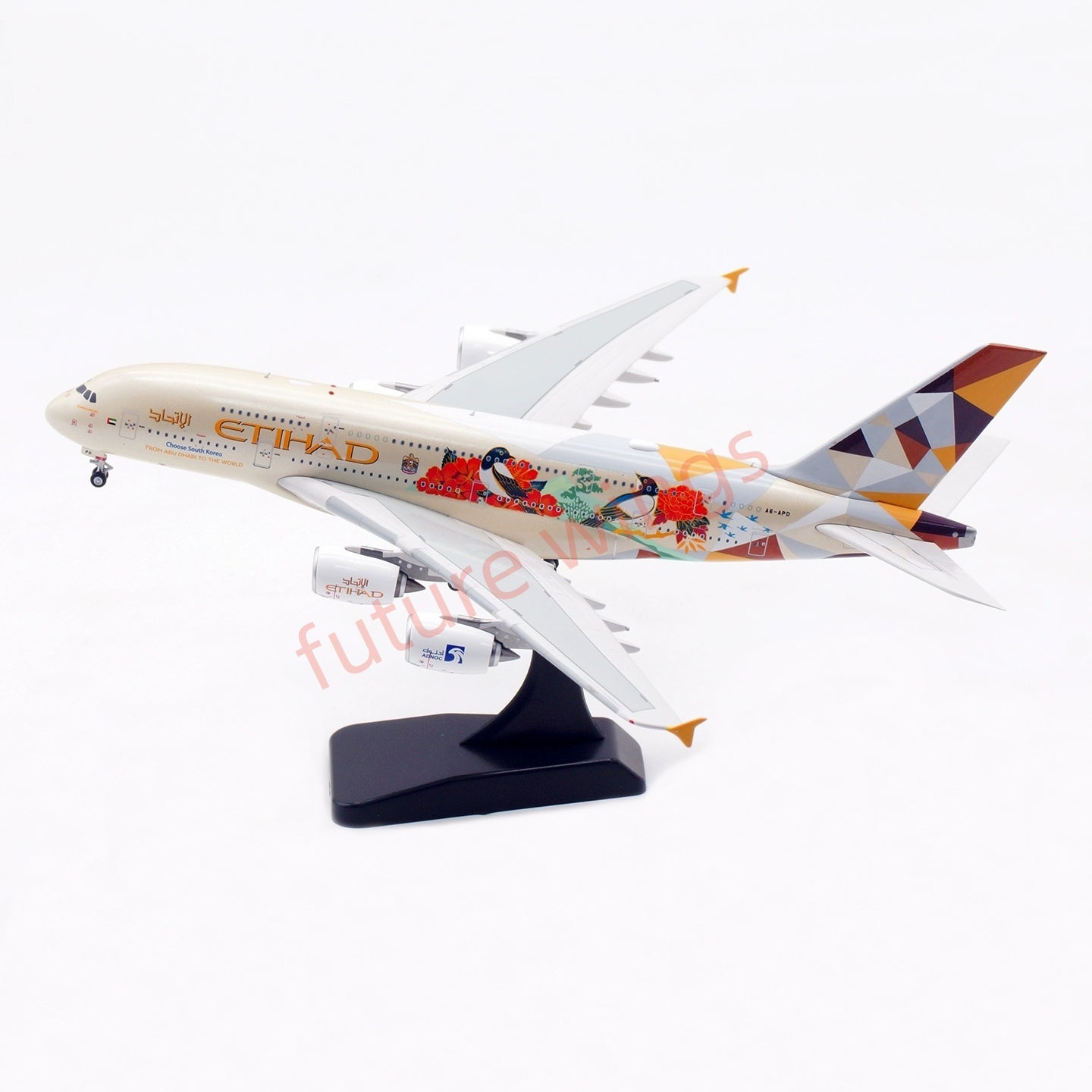 1:400 Aviation400 Etihad Airways A380 A6-APD Aircraft Model Free Tractor+Stand