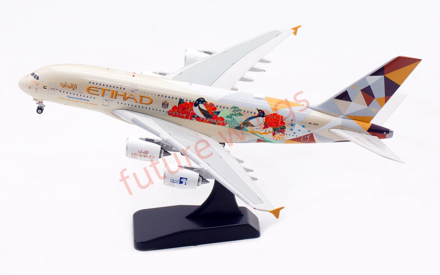 1:400 Aviation400 Etihad Airways A380 A6-APD Aircraft Model Free Tractor+Stand