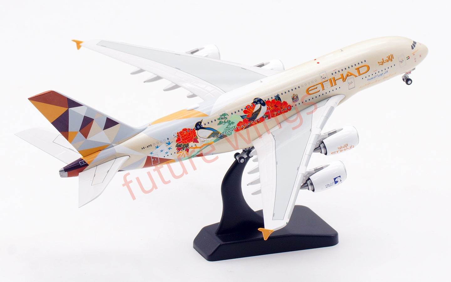 1:400 Aviation400 Etihad Airways A380 A6-APD Aircraft Model Free Tractor+Stand