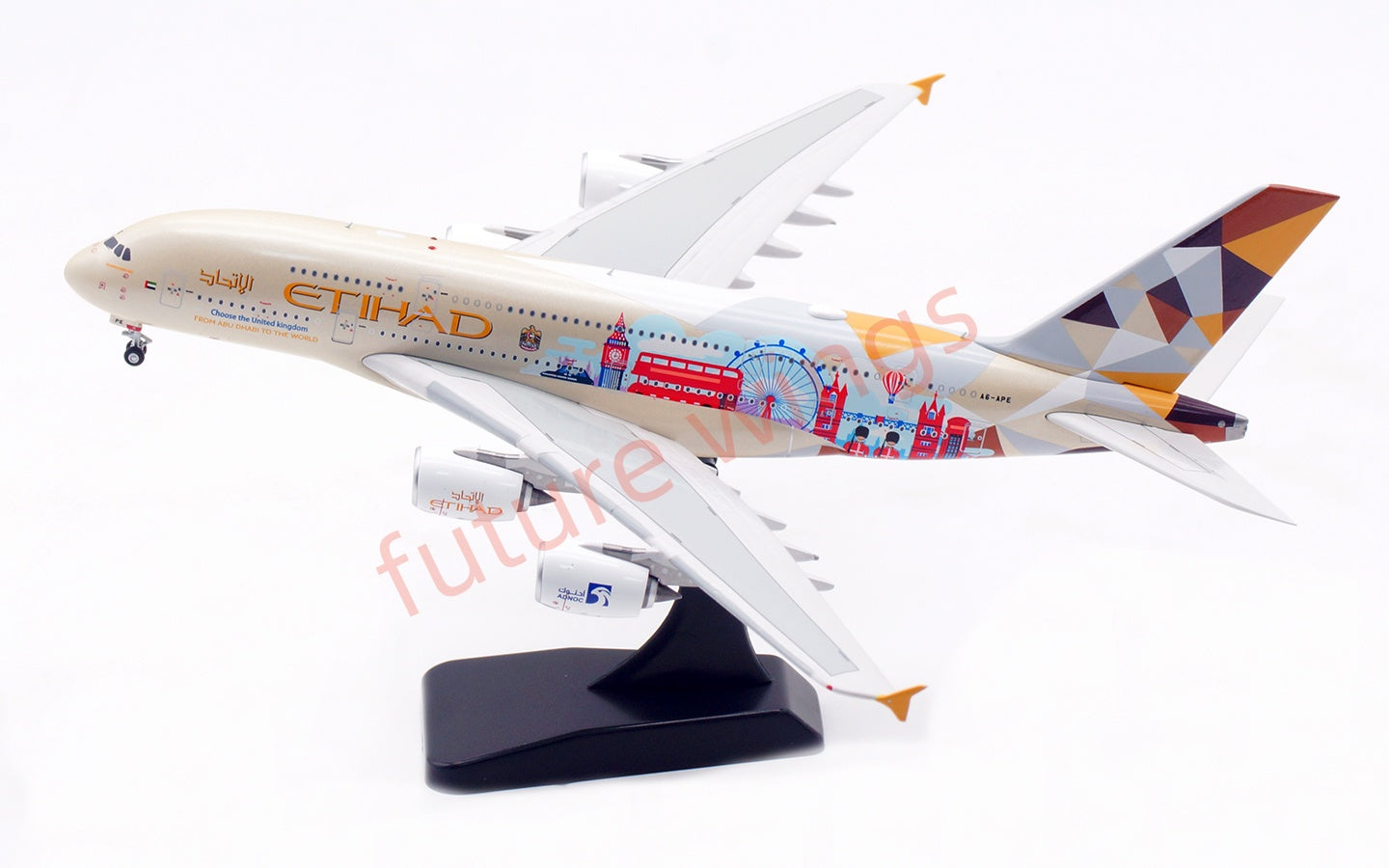 1:400 Aviation400 Etihad Airways A380 A6-APE Aircraft Model Free Tractor+Stand