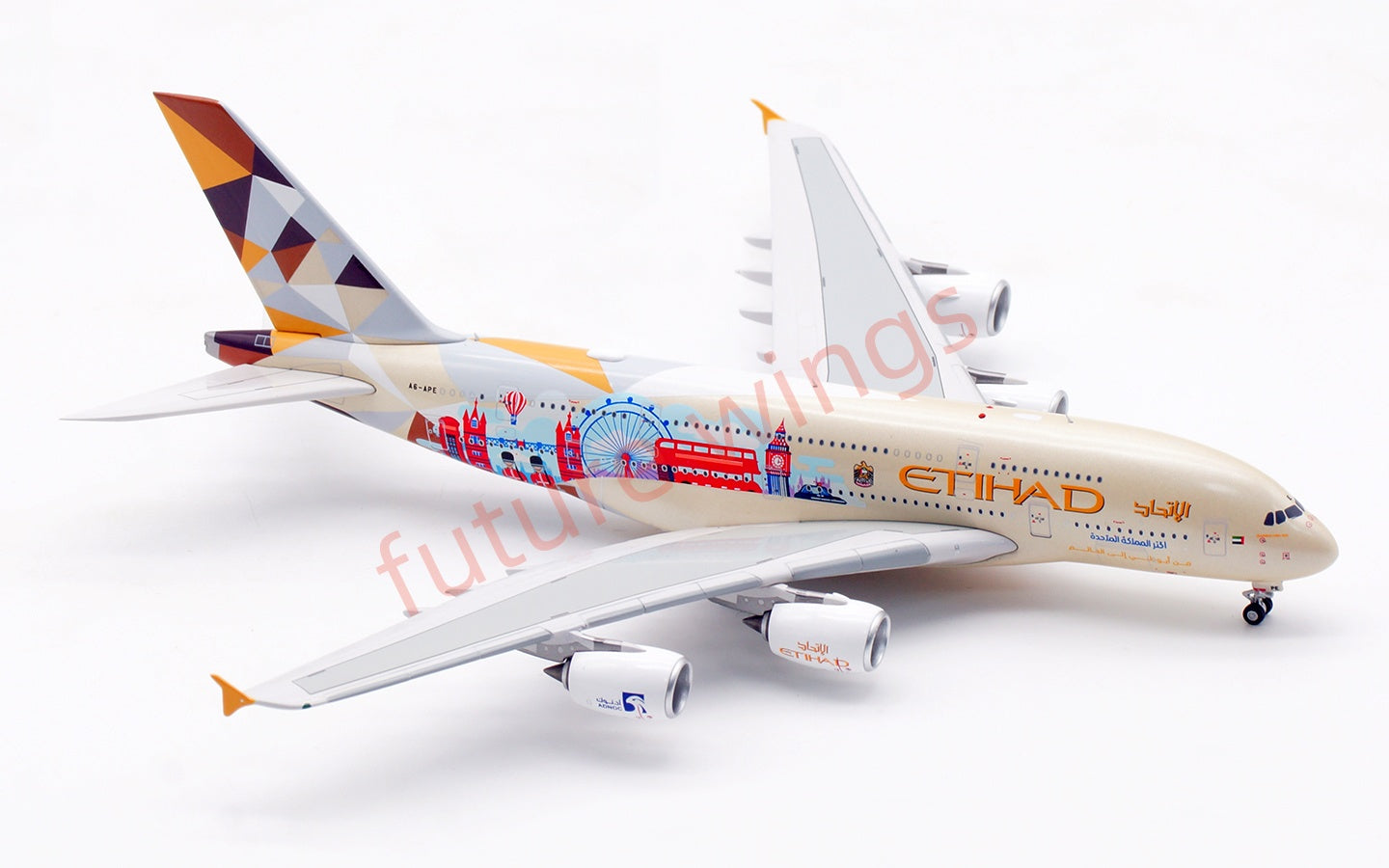 1:400 Aviation400 Etihad Airways A380 A6-APE Aircraft Model Free Tractor+Stand