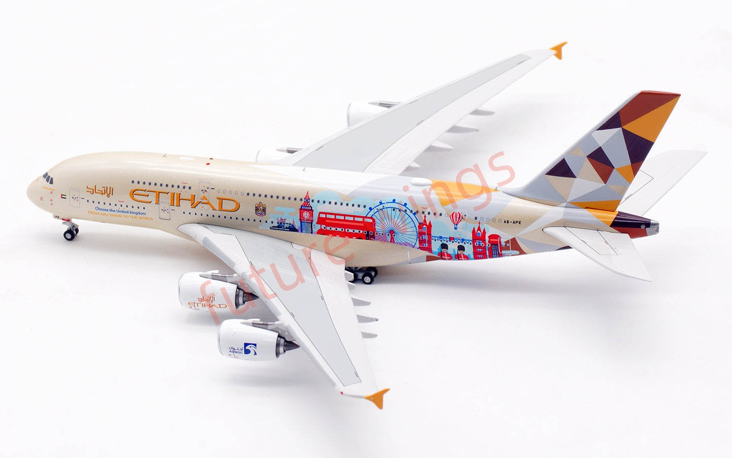 1:400 Aviation400 Etihad Airways A380 A6-APE Aircraft Model Free Tractor+Stand