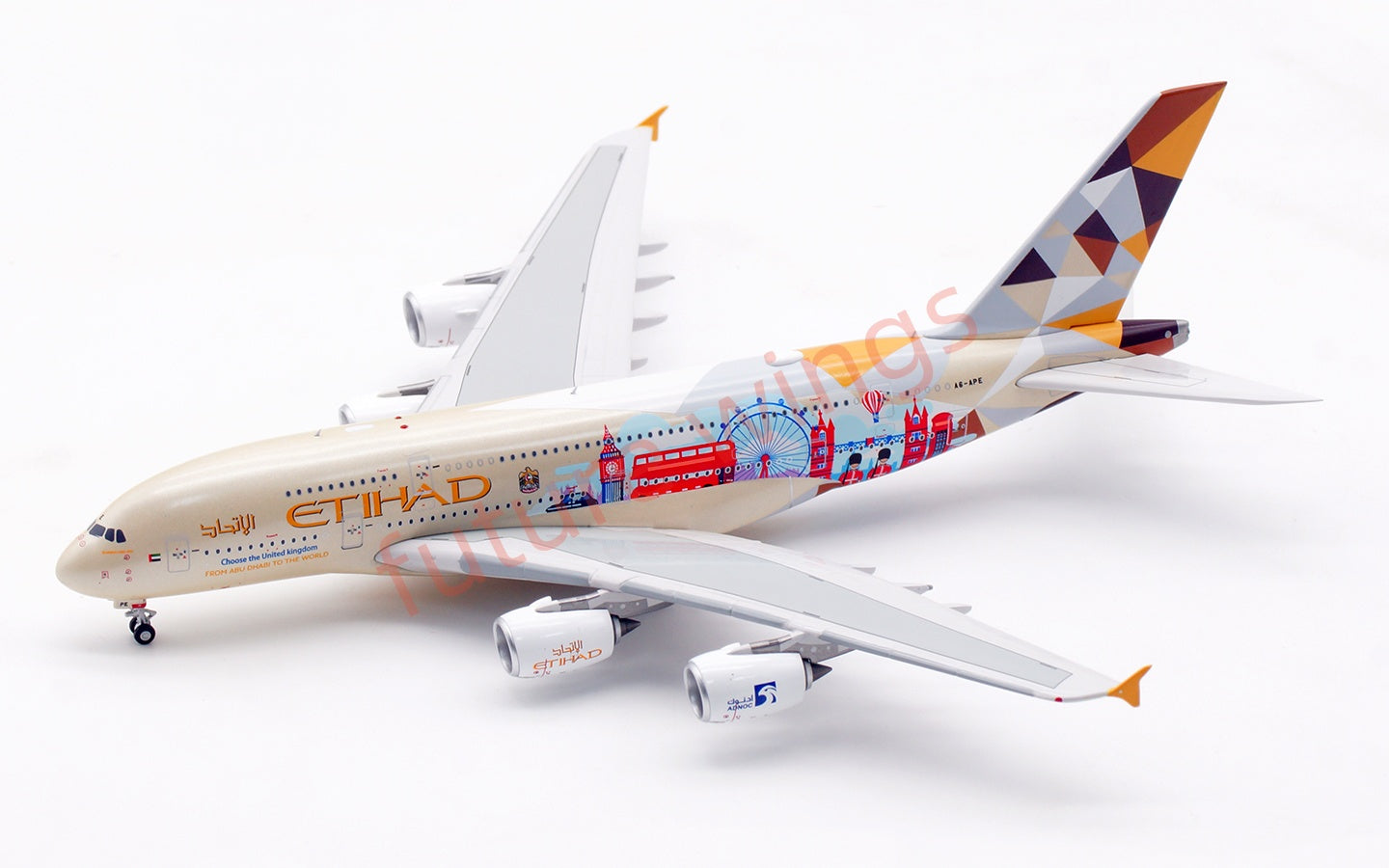 1:400 Aviation400 Etihad Airways A380 A6-APE Aircraft Model Free Tractor+Stand