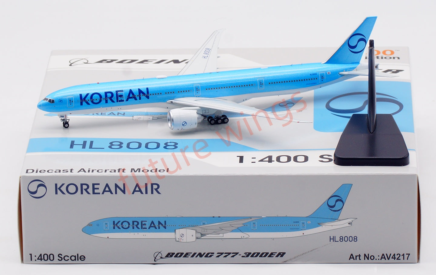 1:400 Aviation400 Korean Air B777-300ER  HL8008 Aircraft Model Free Tractor+Stand