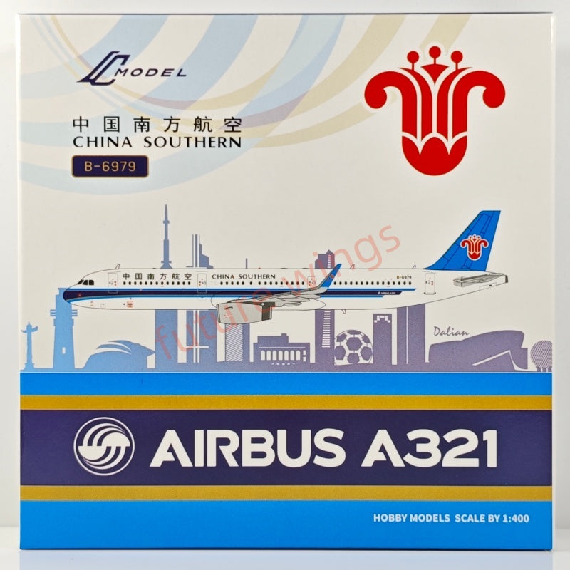 1:400 C model China Southern Airlines A321 B-6979 Aircraft Model+Free Tractor