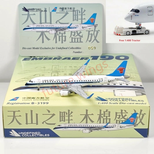 1:400 UC Model China Southern Airlines ERJ-190 B-3199 Aircraft Model+Free Tractor