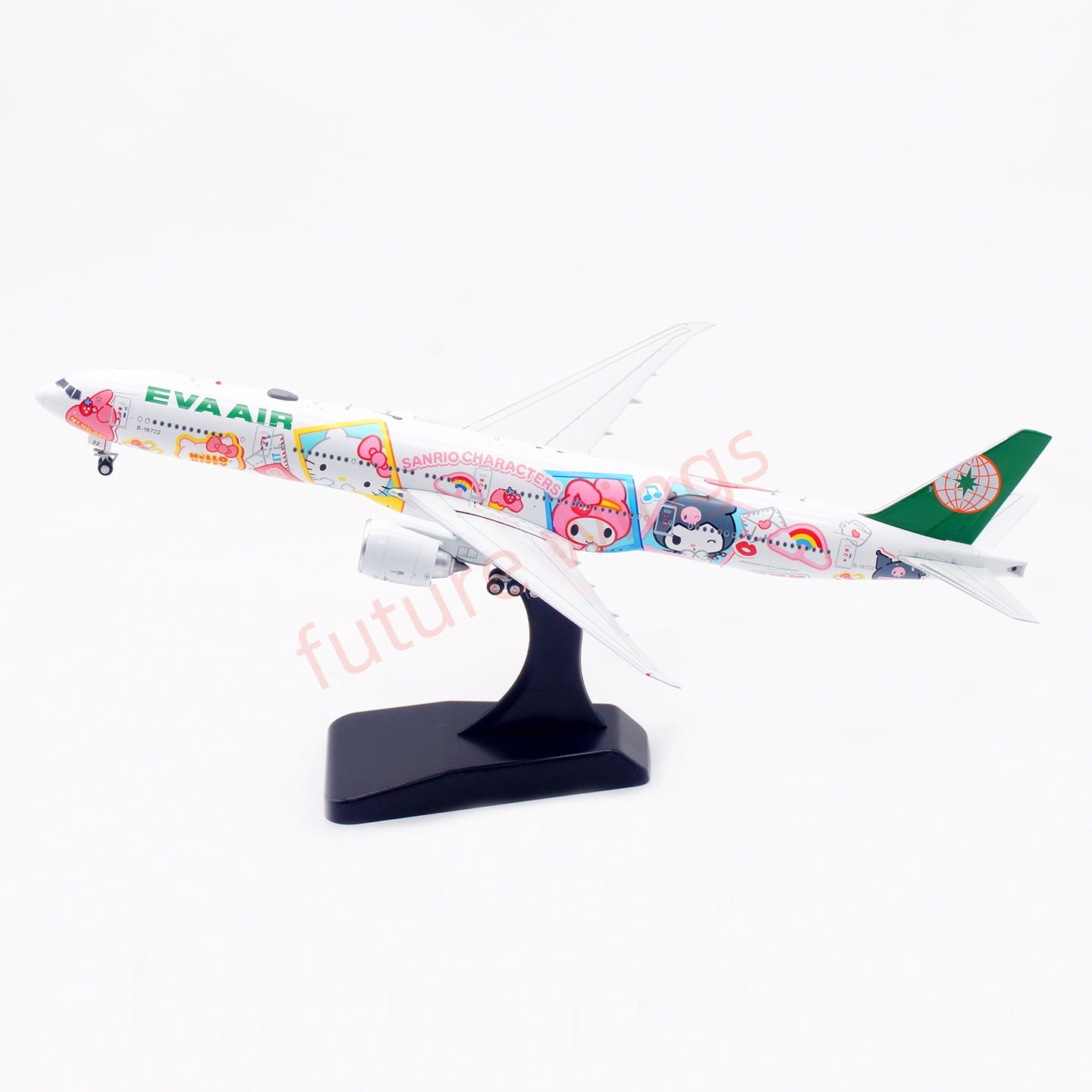 1:400 Aviation400 EVA Air B777-300ER B-16722 "Hello Kitty"Aircraft Model Free Tractor+Stand